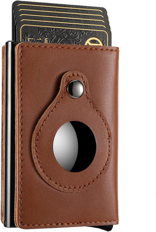 Airtag Wallet for Men with Money Clip, Premium Genuine Leather Credit Card Holder with Slim Wallet RFID Technology(Leather Airtags Slot)  Cloud pie   