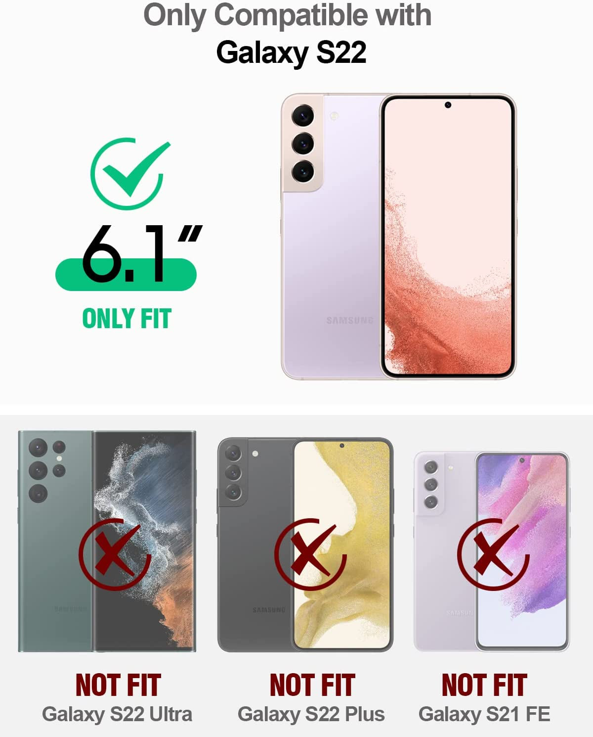 Poetic Guardian Case for Samsung Galaxy S22 5G 6.1" (2022) [6FT Mil-Grade Drop Tested], Built-In Screen Protector Work with Fingerprint ID, Full Body Rugged Shockproof Cover Case, Green/Clear  Poetic   