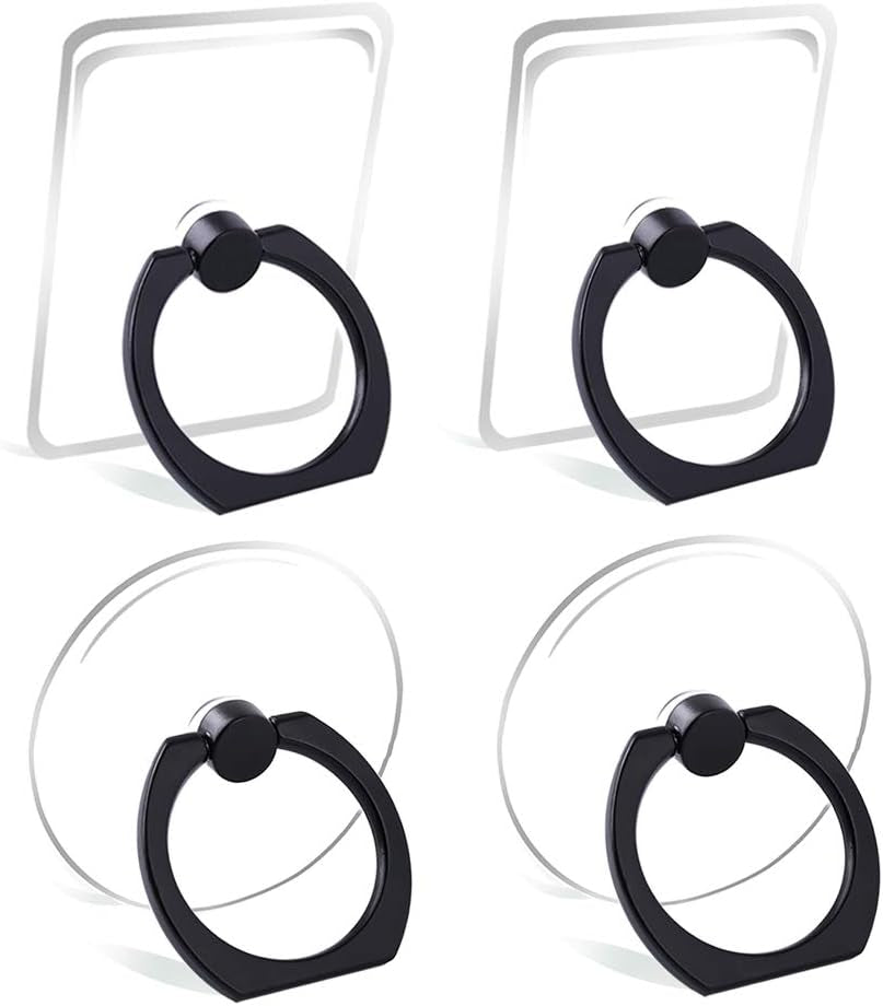 Cell Phone Ring Holder Stand Transparent Finger Grip Loop  Exoer 4 X Black  