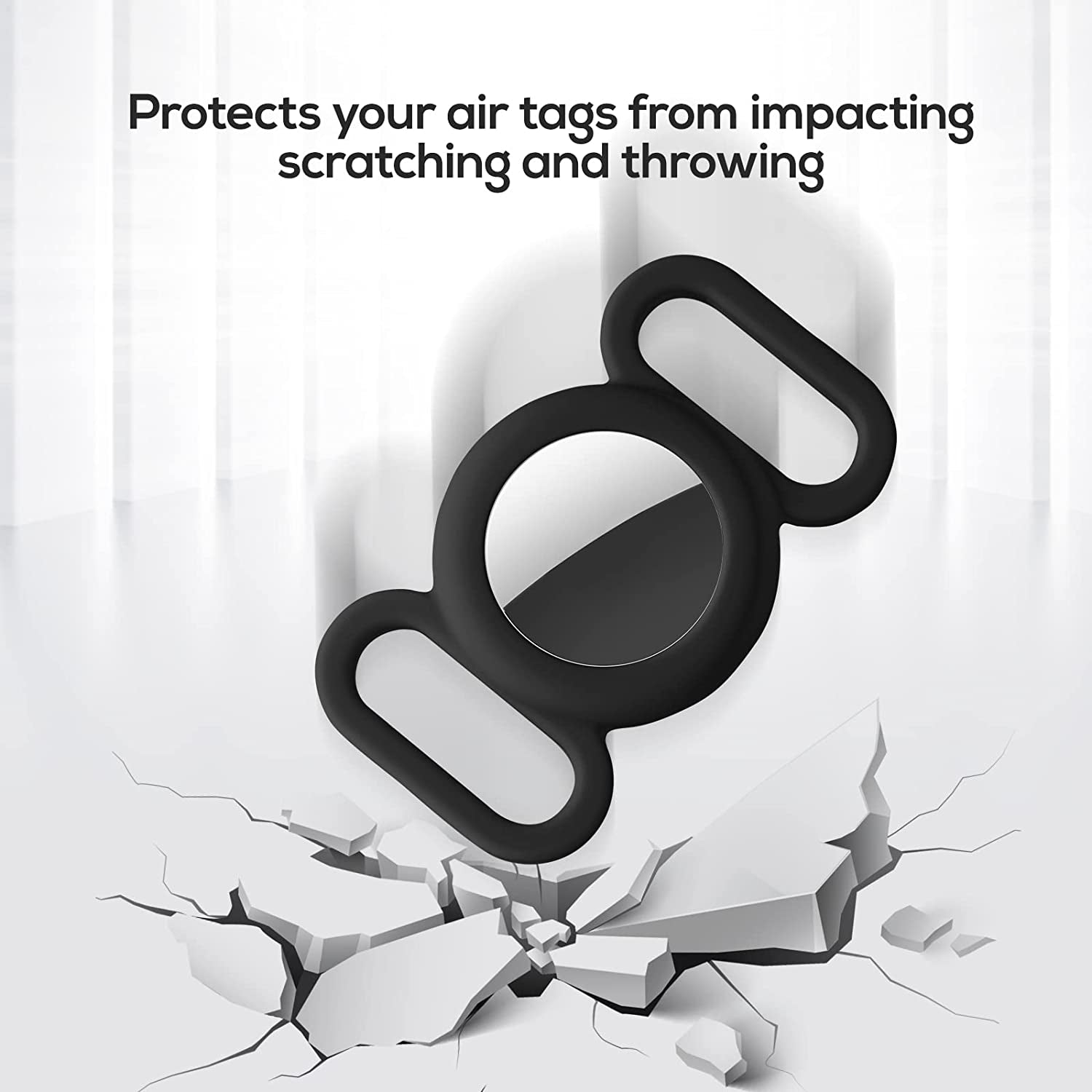 Air Tag Dog Collar Holder(2 Pack), Protective Silicone Pet Collar Case for Apple Air Tag 2021, Anti-Lost Air Tag Case Holder Compatible with Cat Dog Collars Charms & Pets Accessories - Black & White  typecase   