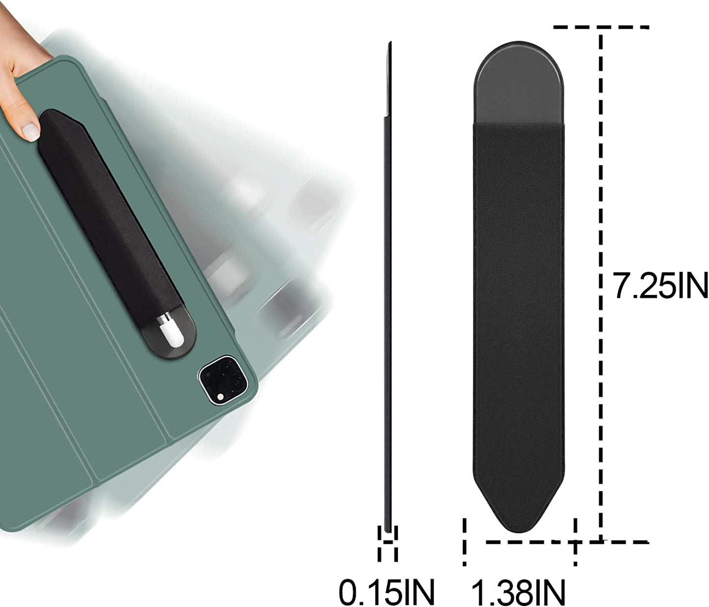 XLDLQU Apple Pencil Holder, 5 Pack Durable Elastic Apple Pencil (1St and 2Nd Gen) Case Pocket, Adhesive Sleeve Pouch for Ipad 8.3/9.7/10.2/10.5/11/12.9 Inch (Black Black)  XLDLQU   