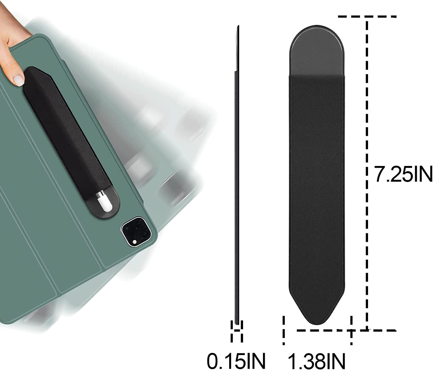 XLDLQU Apple Pencil Holder, 5 Pack Durable Elastic Apple Pencil (1St and 2Nd Gen) Case Pocket, Adhesive Sleeve Pouch for Ipad 8.3/9.7/10.2/10.5/11/12.9 Inch (Black Black)  XLDLQU   