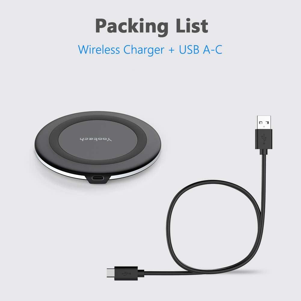 Yootech Wireless Charger,10W Max Fast Wireless Charging Pad Compatible with Iphone 14/14 Plus/14 Pro/14 Pro Max/13/13 Mini/Se 2022/12/11/X/8,Samsung Galaxy S22/S21/S20,Airpods Pro 2(No AC Adapter)  yootech   