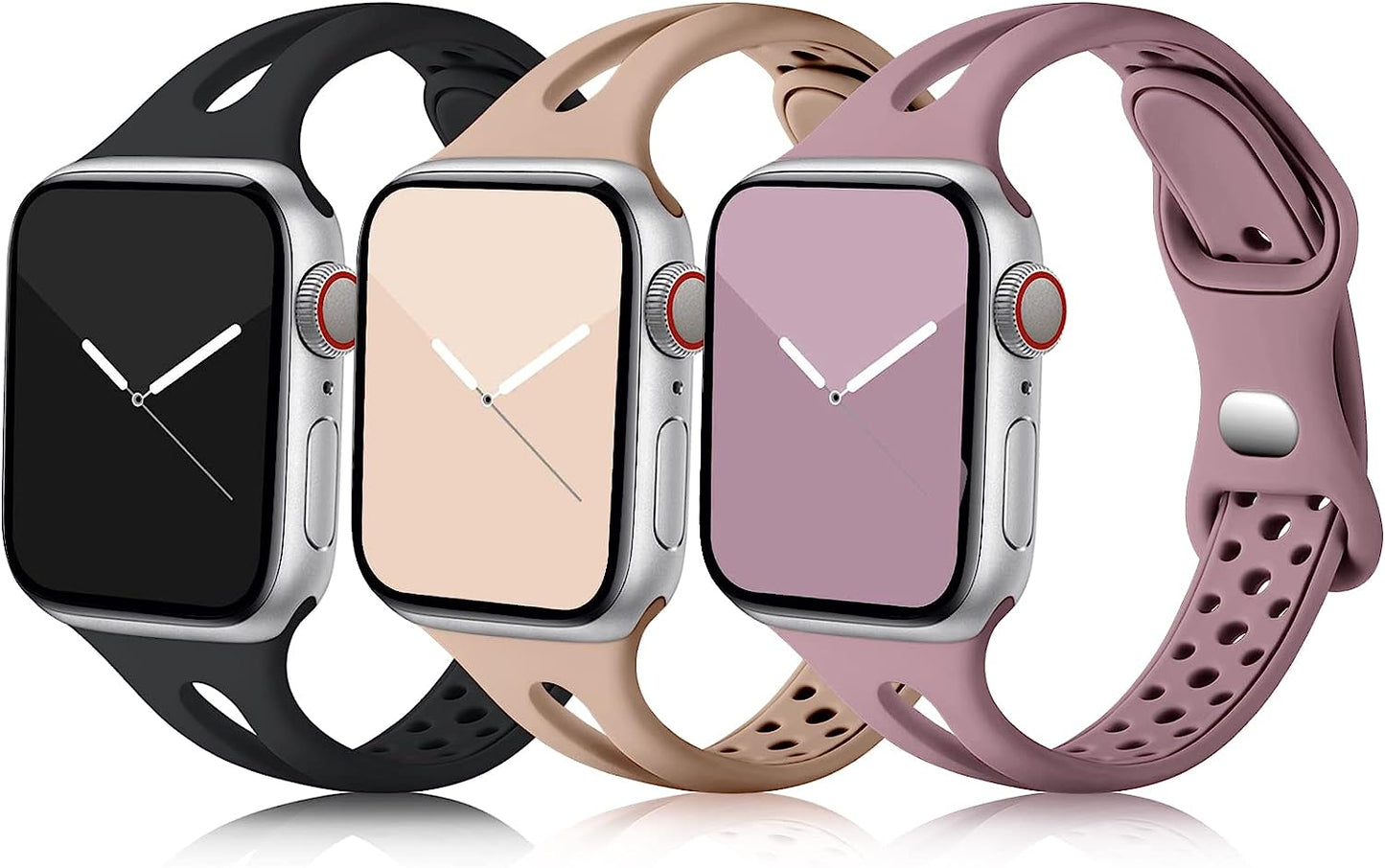 Ouwegaga Compatible with Apple Watch Band 38Mm 40Mm 41Mm 42Mm 44Mm 45Mm, Soft Silicone Slim Sport Breathable Holes Iwatch Bands Replacement Wristband for Iwatch SE & Series 7 6 5 4 3 2 1 for Women Men  Ouwegaga   