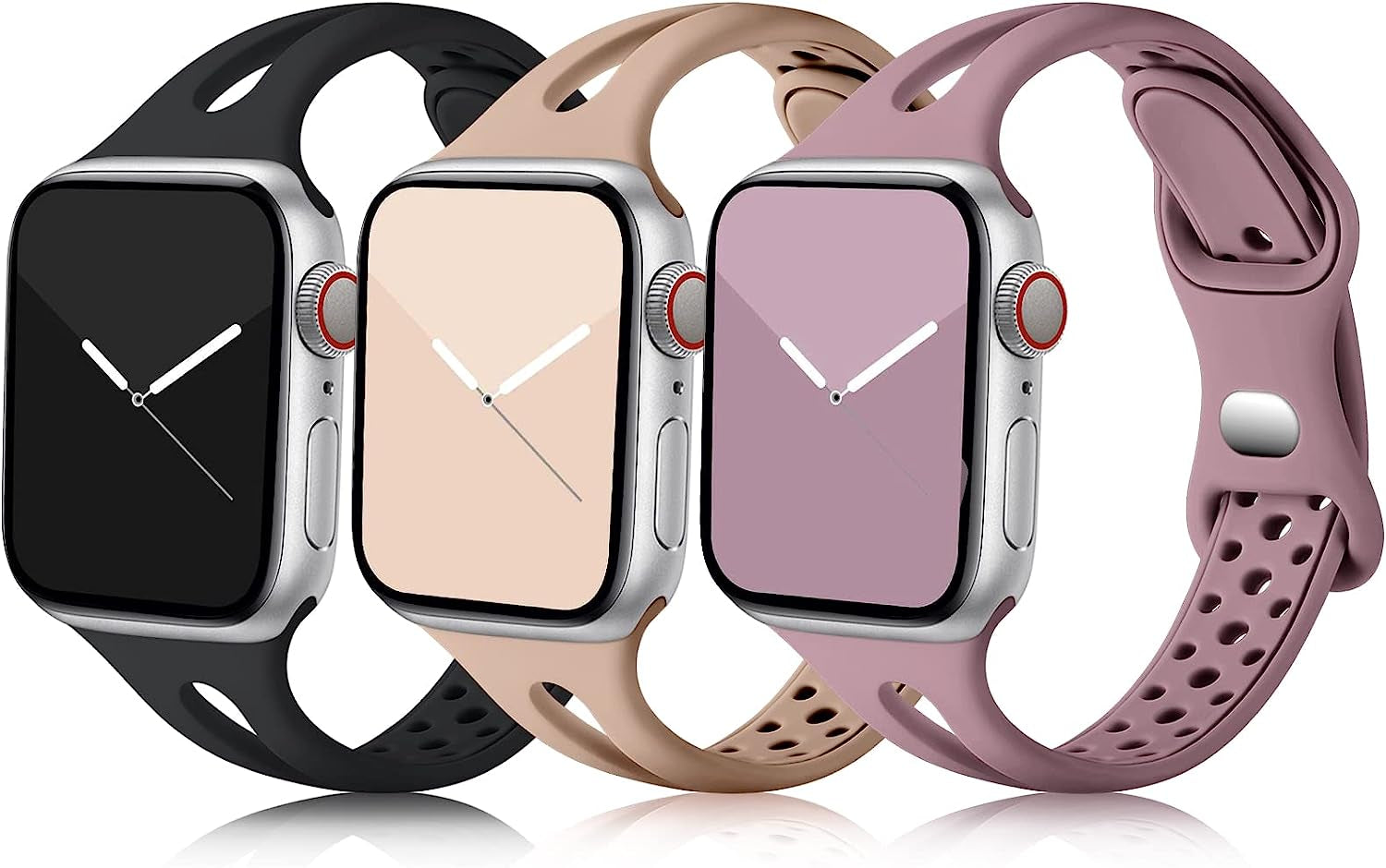 Ouwegaga Compatible with Apple Watch Band 38Mm 40Mm 41Mm 42Mm 44Mm 45Mm, Soft Silicone Slim Sport Breathable Holes Iwatch Bands Replacement Wristband for Iwatch SE & Series 7 6 5 4 3 2 1 for Women Men  Ouwegaga   