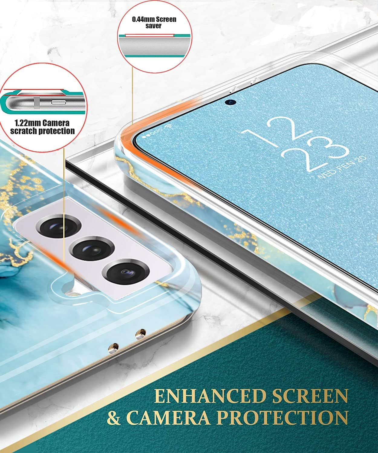 Luolnh Galaxy S22 plus Case,Samsung Galaxy S22 plus Case Marble Brilliant Cute Design Shockproof Soft Silicone Rubber TPU Bumper Cover Skin Phone Case for Samsung S22+ 5G-Abstract Mint  LUOLNH   