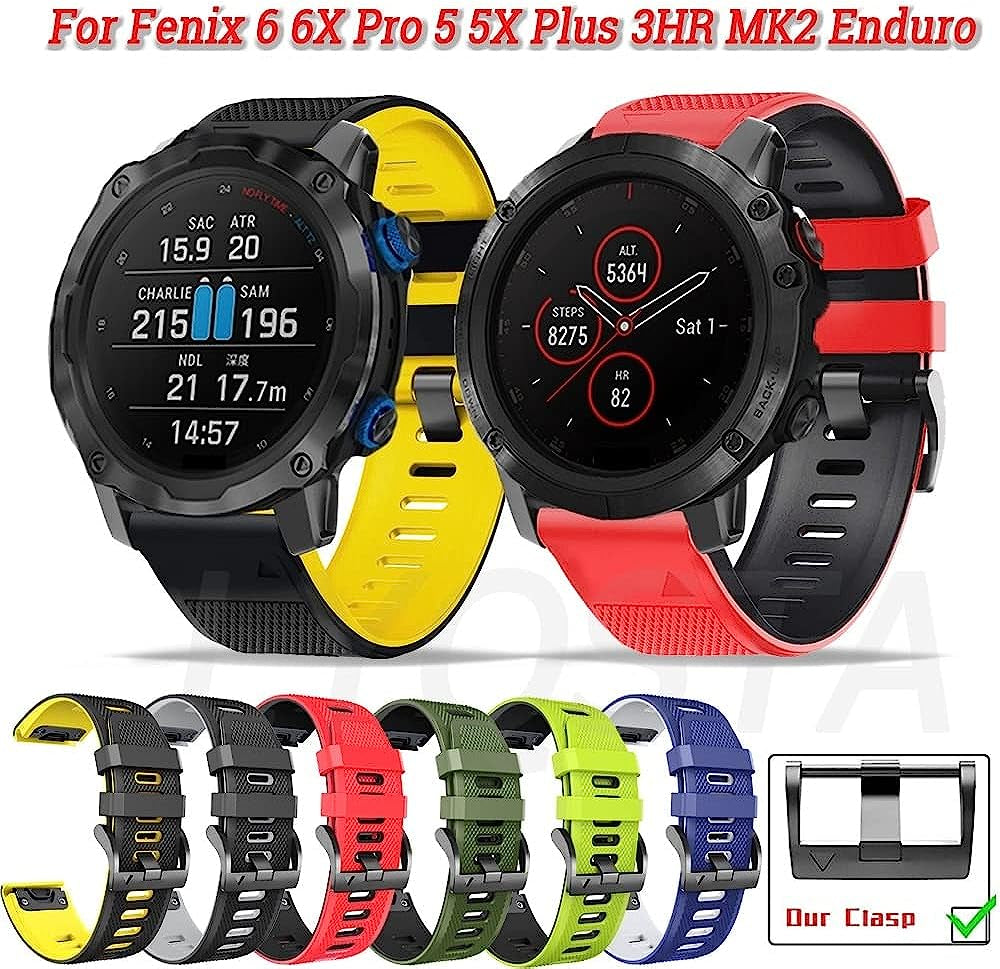 LKDJNC 26Mm 22Mm Quick Release Watchband for Garmin Fenix 6 6X Pro 5X 5 plus 3HR Silicone Easy Fit Wrist Band for Garmin Enduro Mk2 MK1  LKDJNC   