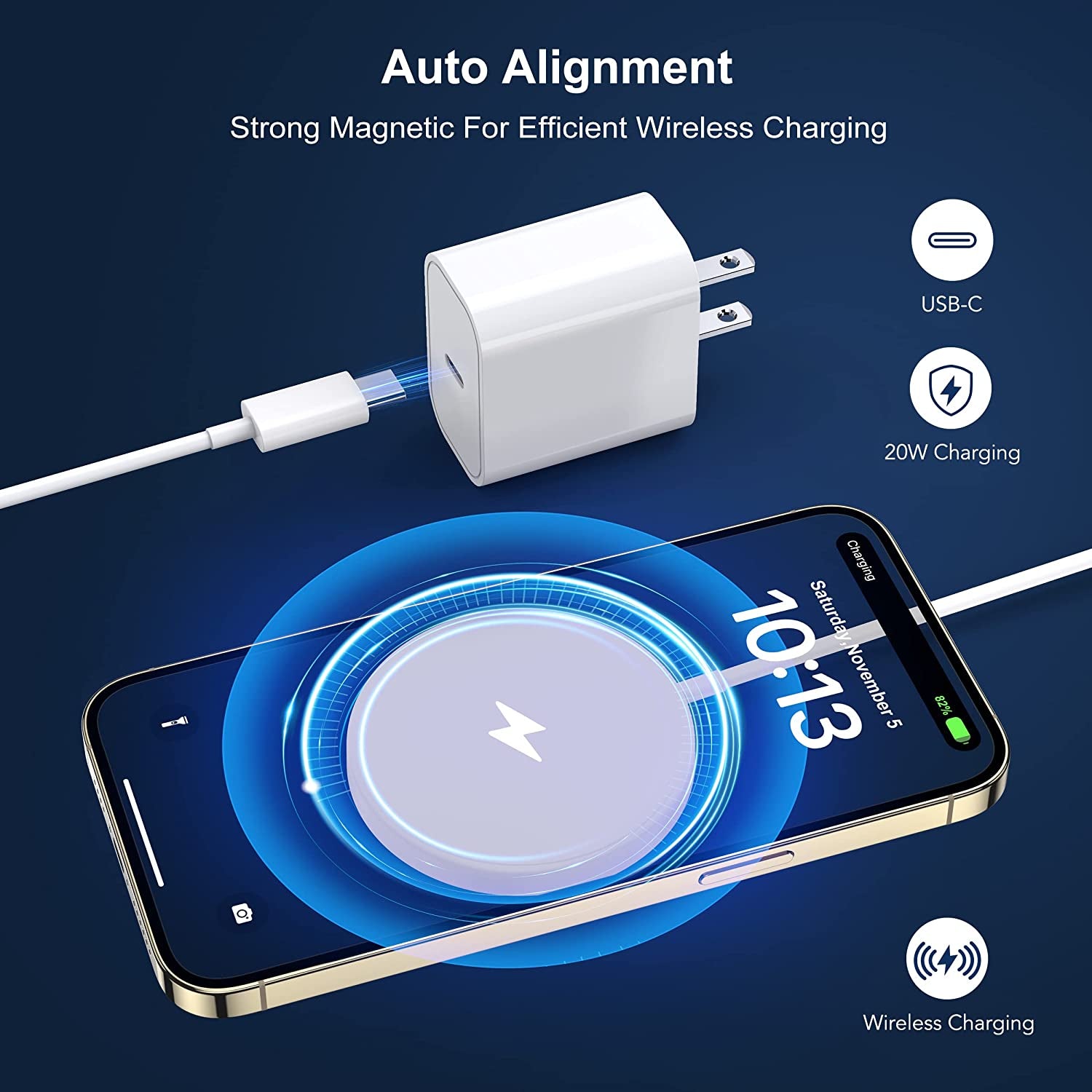 Magnetic Wireless Charger, 15W Magnetic Charging Pad with 20W USB C PD Adapter, Mag-Safe Charger Compatible with Iphone 14/Pro/Max/Plus/13/12 Series, Airpods 3/Pro 2/Pro  CUCICU   