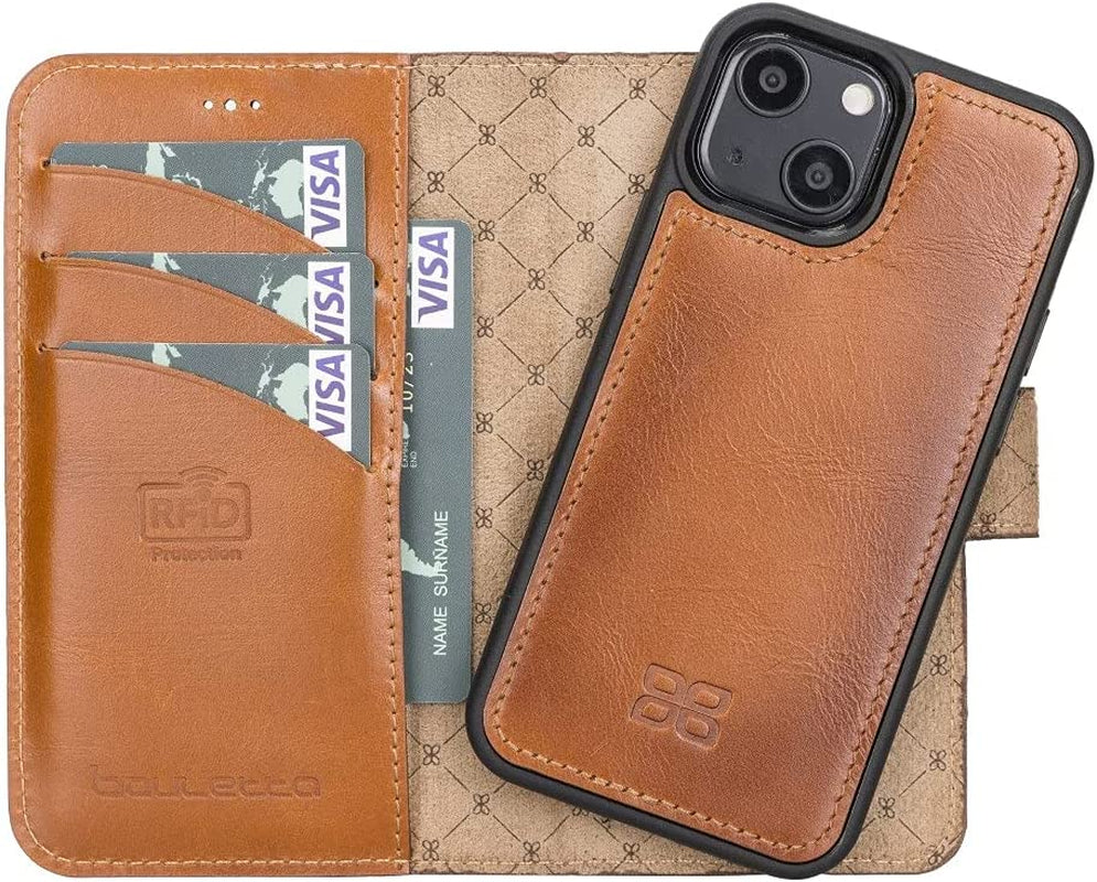 BOULETTA Leather Wallet Case for Iphone 13 Mini (5.4'') - Magsafe Flip Folio Cases Magnetic Detachable RFID Phone Cover with 3 Card Slots  Bouletta   
