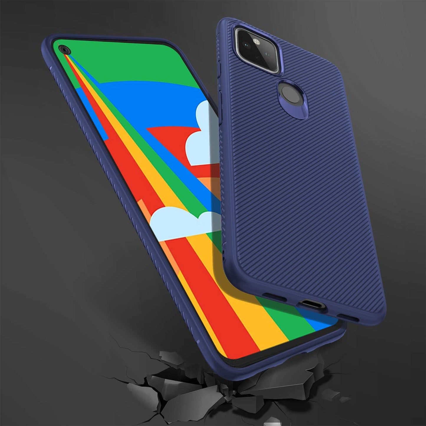 Lokyoo for Google Pixel 4A 5G Case (NOT for the 4G Version),Designed Carbon Fiber Scratch Resistant and anti Slip Grippy Soft TPU Case for Google Pixel 4A 5G-Blue  Lokyoo   