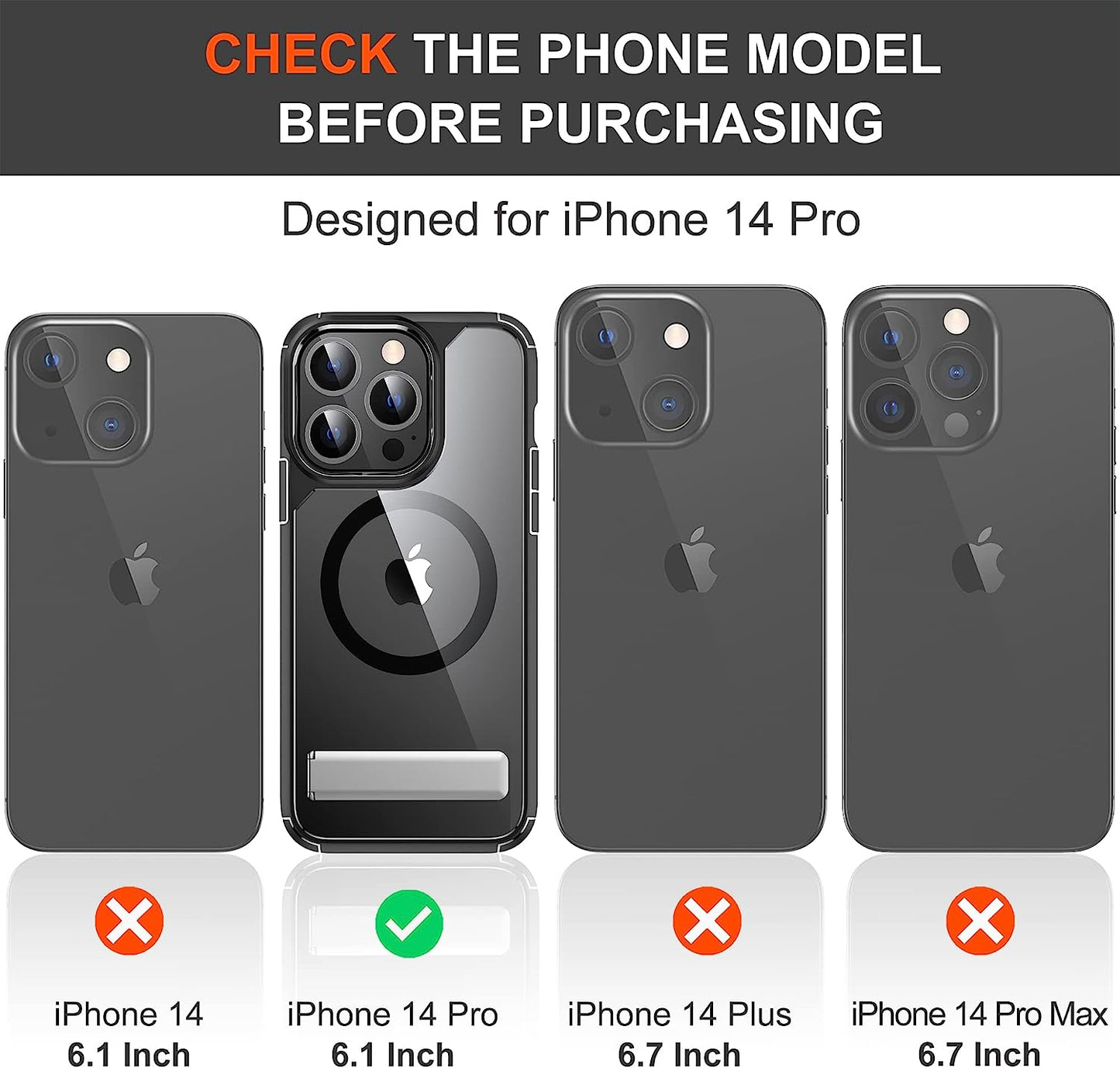 SUPERONE for Iphone 14 Pro Phone Magsafe Case with Stand, Magnetic Phone Case with Slim Adjustable Kickstand & Hard PC Back [10FT Mil-Grade Drop Tested] [Yellow Resistant] for Iphone 14 Pro, 6.1 In  SUPERONE   