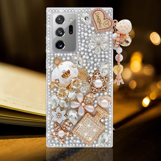 Guppy for Galaxy Note 20 Ultra Case Women Luxury 3D Bling Shiny Rhinestone Diamond Crystal Pearl Handmade Pendant Iron Tower Pumpkin Car Flowers Soft Protective Anti-Fall Case for Galaxy Note 20 Ultra  Guppy   