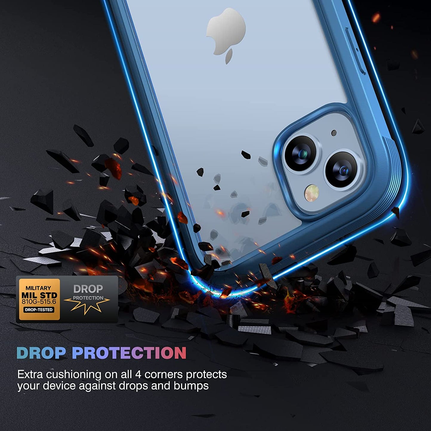 Diaclara Designed for Iphone 14 Case, Full Body Rugged Case with Built-In Touch Sensitive Anti-Scratch Screen Protector, with Camera Lens Protector for Iphone 14 6.1" (Blue and Clear)  Diaclara   