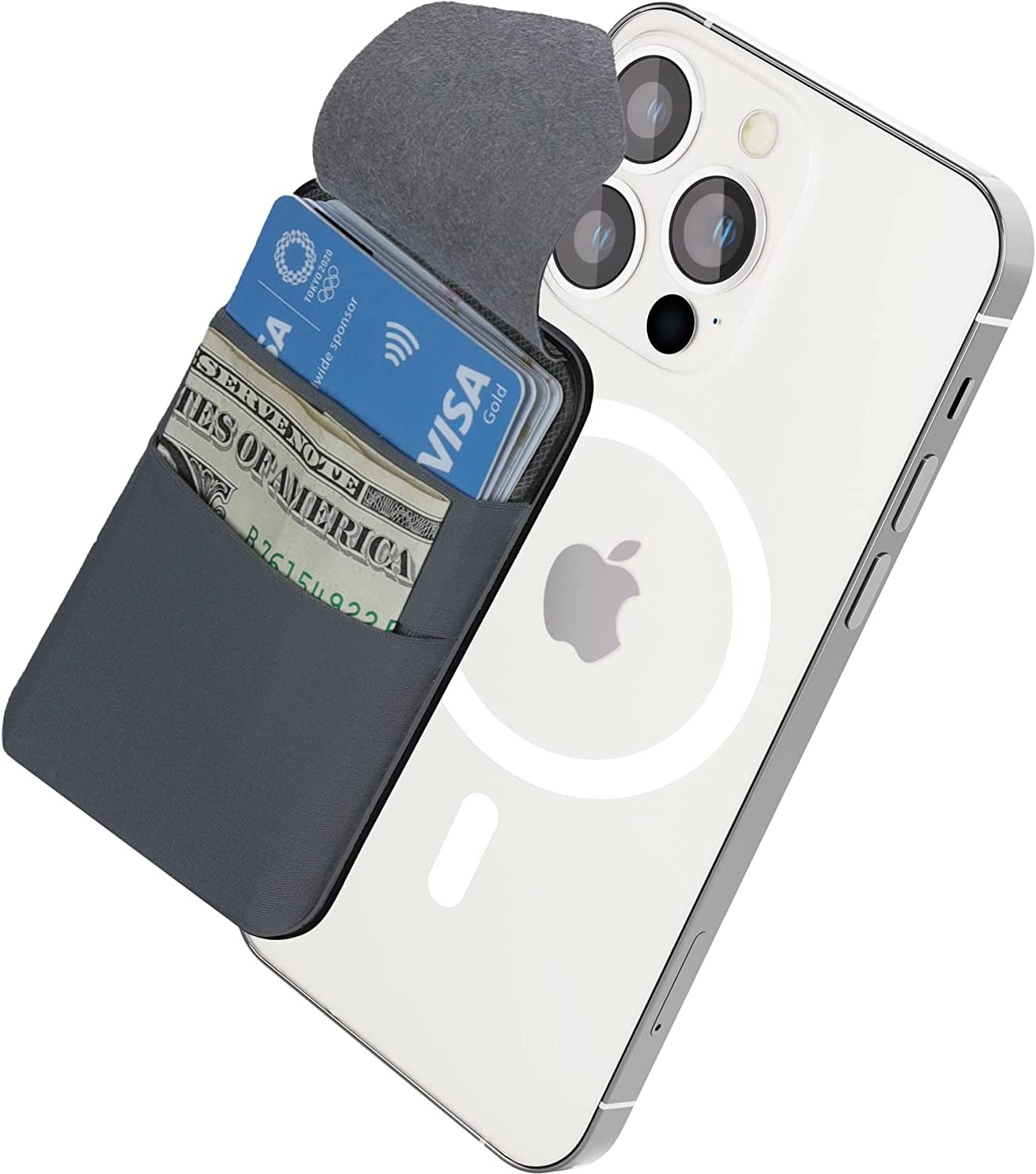 MAGKOTA Magsafe Wallet, Max 5 Cards, Compatible with Iphone 14 Pro Max/14 Pro/14 Plus/14/Iphone 13 Pro Max/13 Pro/13/Iphone 12/12 Pro/12 Pro Max, Detachable Magnetic Card Holder -2 Pockets Black  MAGKOTA Gray  