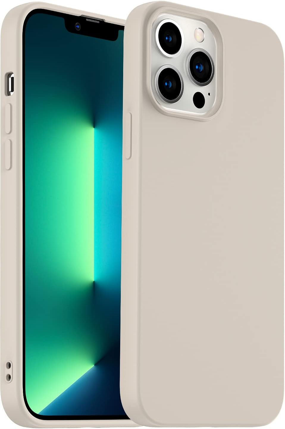 Amytor Designed for Iphone 14 Pro Case, Silicone Ultra Slim Shockproof Phone Case with Soft Anti-Scratch Microfiber Lining, [Enhanced Camera Protection] 6.1 Inch (Coral)  Amytor Stone Iphone 13 Pro 