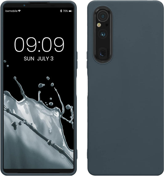 Kwmobile Case Compatible with Sony Xperia 1 V Case - Soft Slim Protective TPU Silicone Cover - Dark Slate  KW-Commerce   