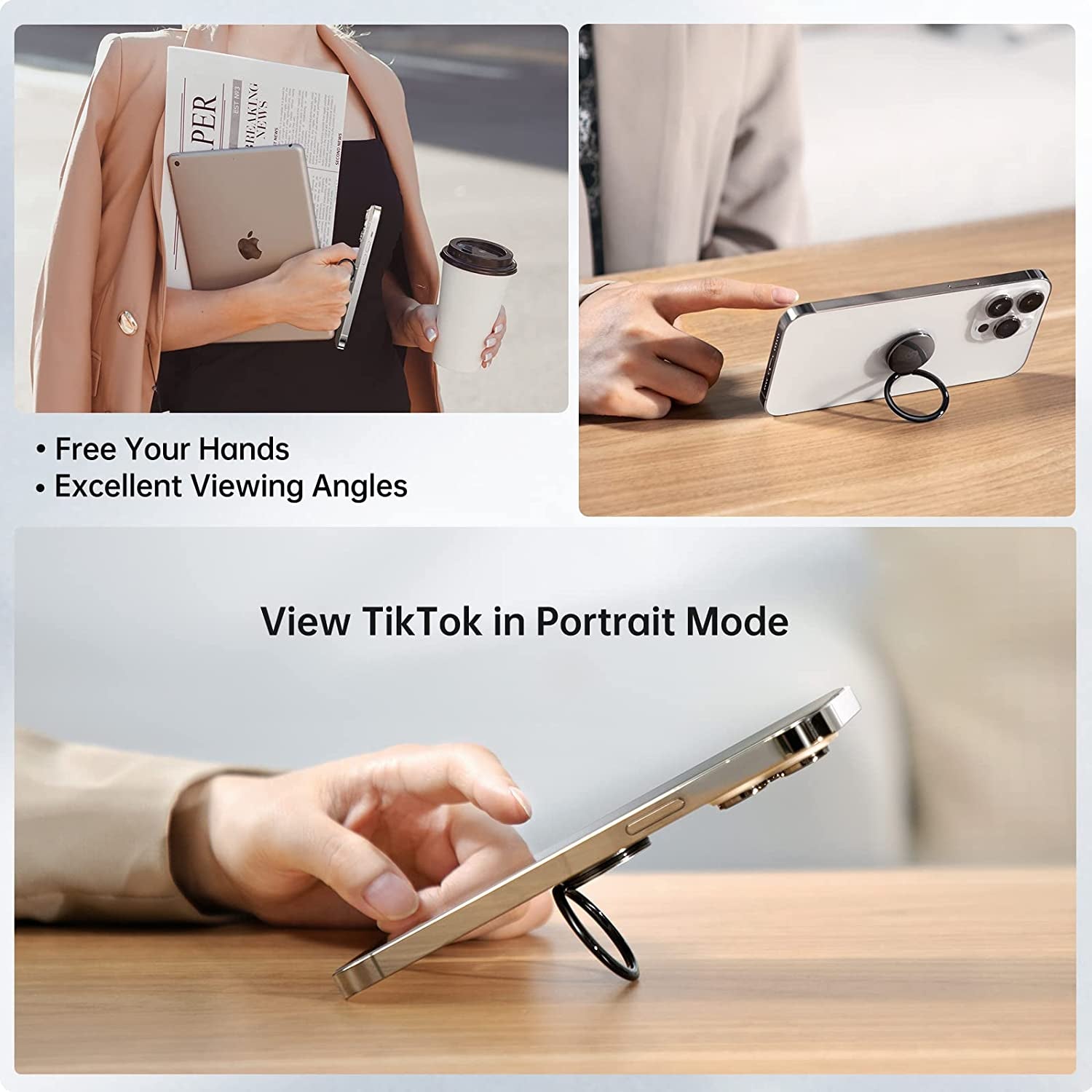 Syncwire Cell Phone Ring Holder Stand, 360 Degree Rotation Finger Ring Kickstand with Polished Metal Phone Grip for Magnetic Car Mount Compatible with Iphone, Samsung,Lg,Pixel, Smartphone Accessories  Syncwire   