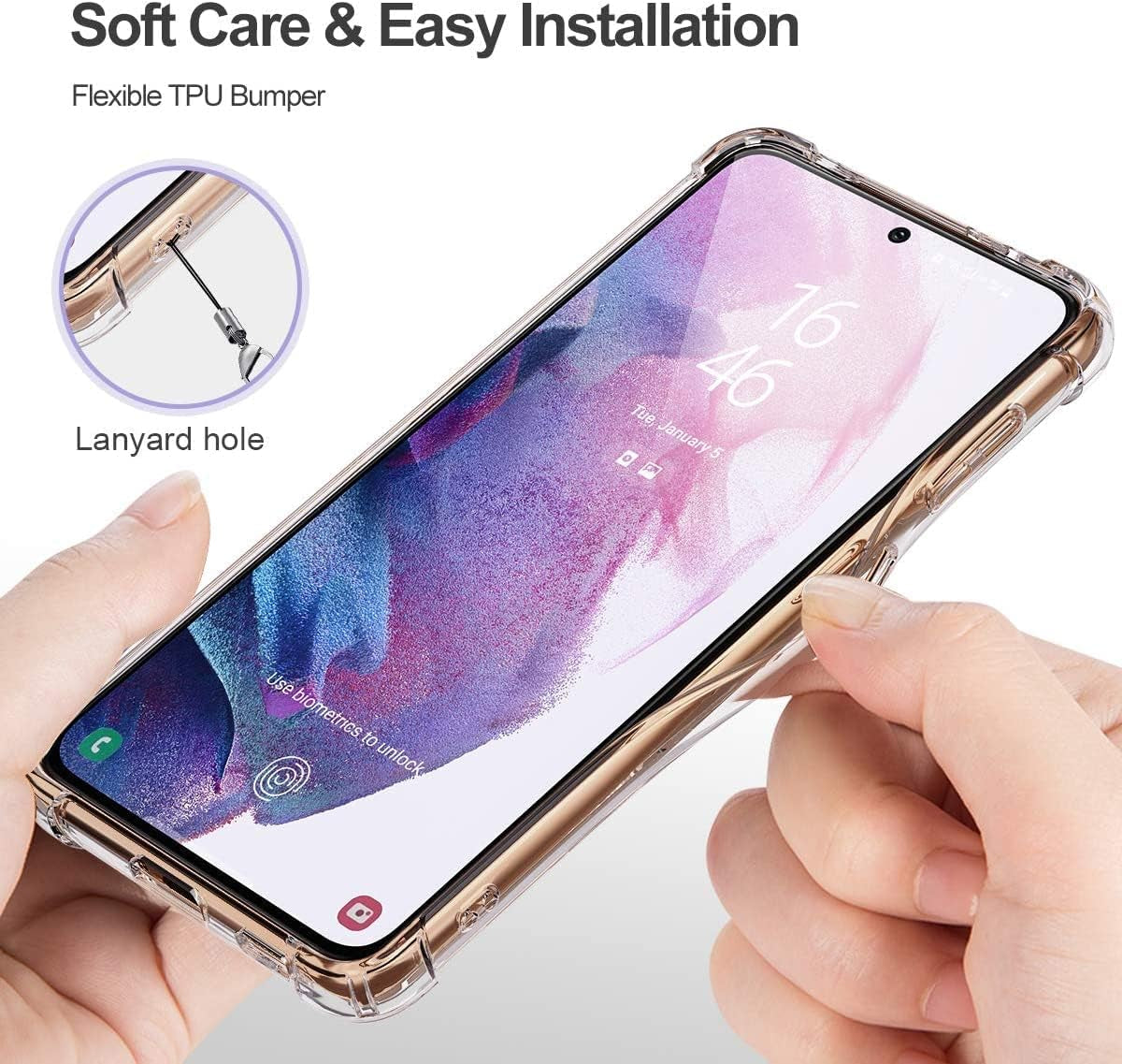 Galaxy S21 Case Crystal Clear Shockproof Bumper Protective Cell Phone Cover for Samsung Galaxy S21 5G Hybrid Design Hard PC Back with Flexible TPU Frame Slim Fit Skin for Men Women Boy Girl 4 Corners  KIOMY   