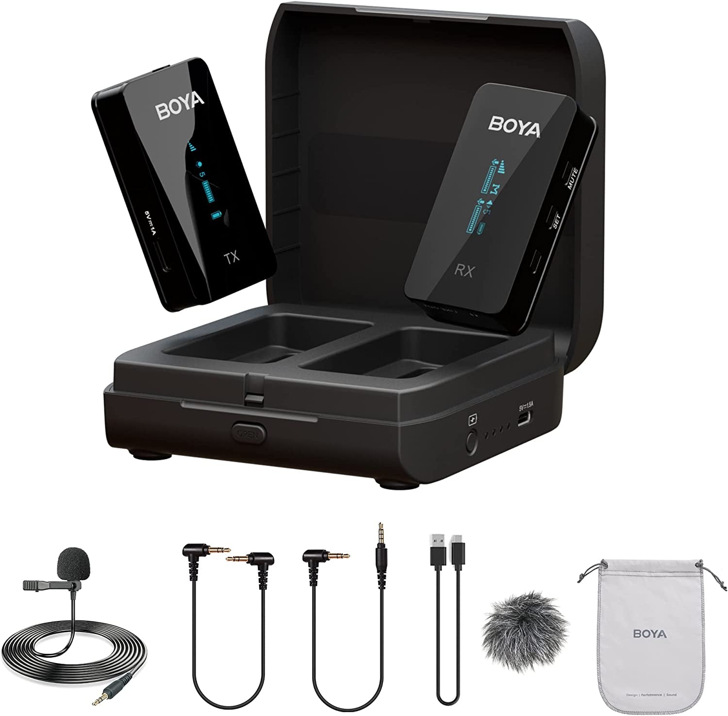 BOYA BY-XM6-S2 Wireless Lavalier Microphone 2.4Ghz Dual Channel Wireless Lapel Microphones for Cameras Phone DSLR Camcorder Mic for Video Recording Youtube Vlogging (2 Transmitters & 1 Receiver)  BOYA K1  