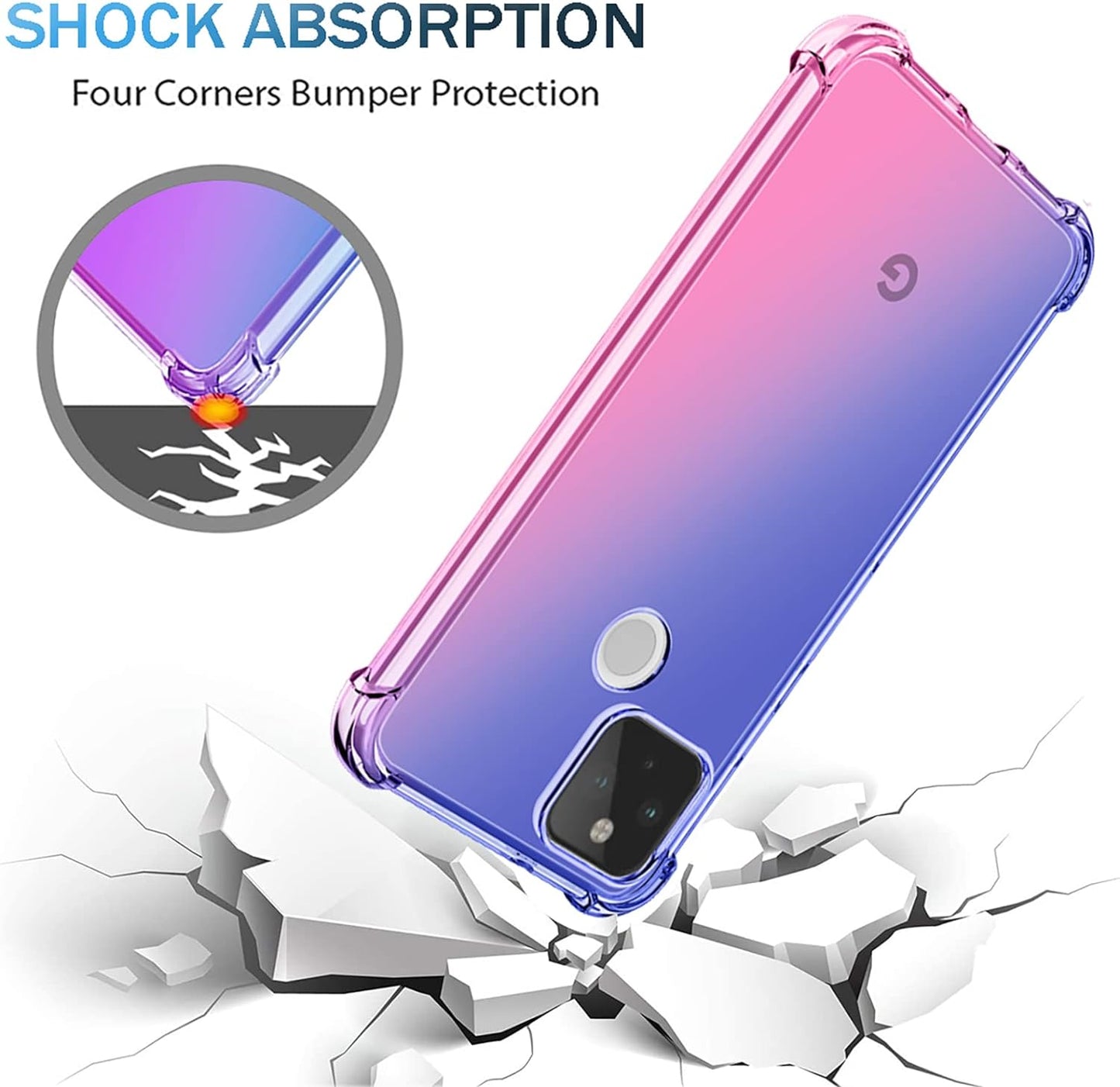 OEURVQO for Pixel 4A 5G Case Pixel 5 XL Case Clear Cute Gradient Colorful Slim Soft TPU Shockproof Bumper Anti-Scratch Protective Phone Cover for Google Pixel 4A 5G (Blue/Pink)  OEURVQO   