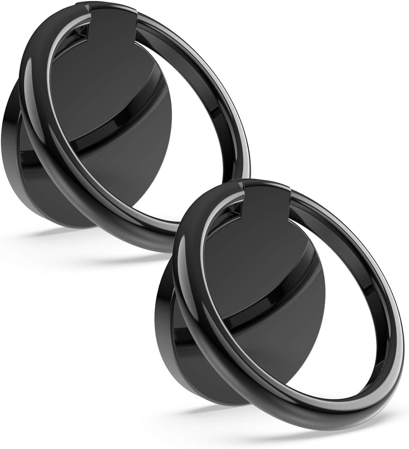 ICHECKEY Phone Ring Holder, Finger Ring Stand 360°Rotation Metal Phone Ring Grip Kickstand Compatible with All Smartphone, Ipad, Tablet - Gloss Black  ICHECKEY   