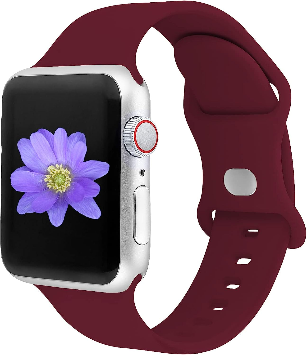 Cindgress Sport Bands Compatible with 42Mm 44Mm 45Mm 41Mm 38Mm 40Mm Apple Watch Bands for Women Men,Compatible with Soft Silicone Apple Watch Series 6 Bands for Women Men Series SE 8 7 6 5 4 3 2 1 Pack  Cindgress Wine Red 42mm/44mm/45mm S/M 