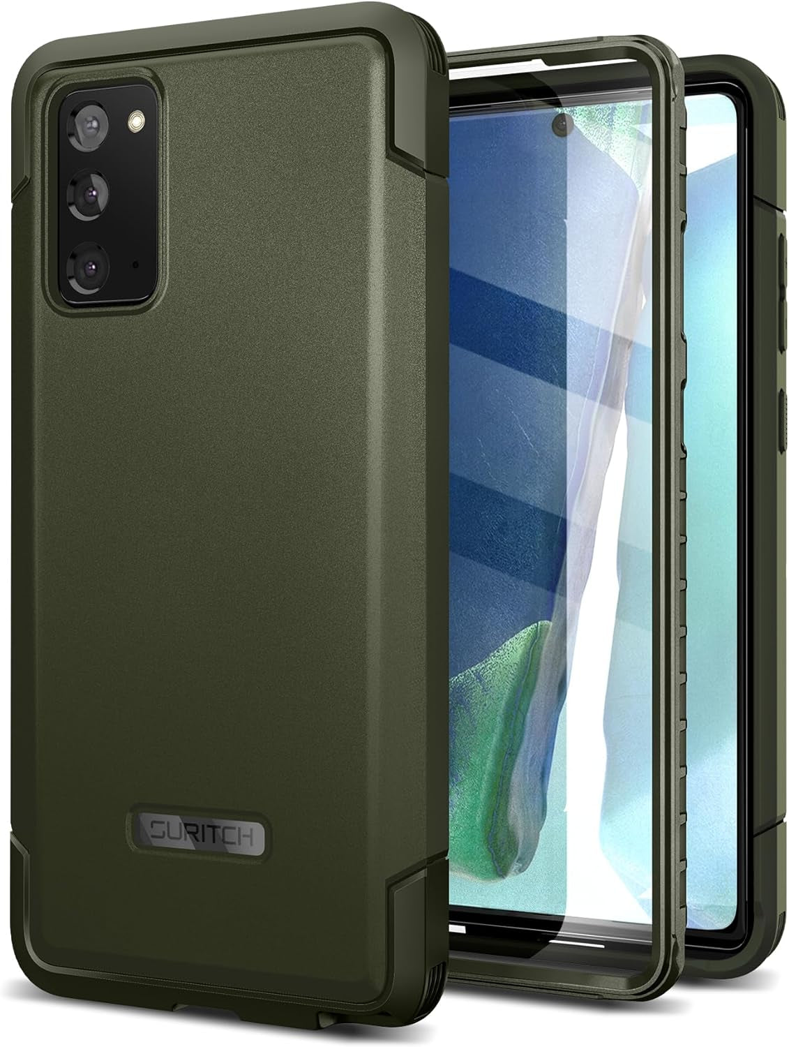 SURITCH for Samsung Galaxy Note 20 Case (Only) 6.7-Inch, [2 Front Frames][Built-In Screen Protector] Full Body Protective Rugged Heavy Duty Shockproof Phone Cover -(Green)  SURITCH   