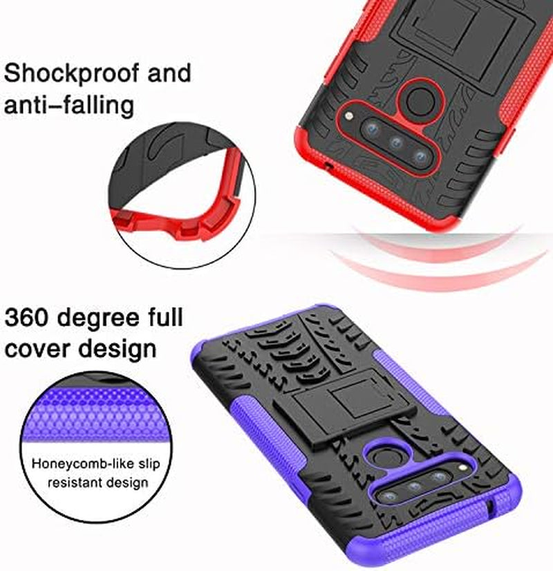 Yiakengs for LG V40 Case, LG V40 Thinq Case, Dual Layer Shockproof Slim Protective with Kickstand Hard Phone Cases Cover for LG V40 (Red)  Yiakengs   