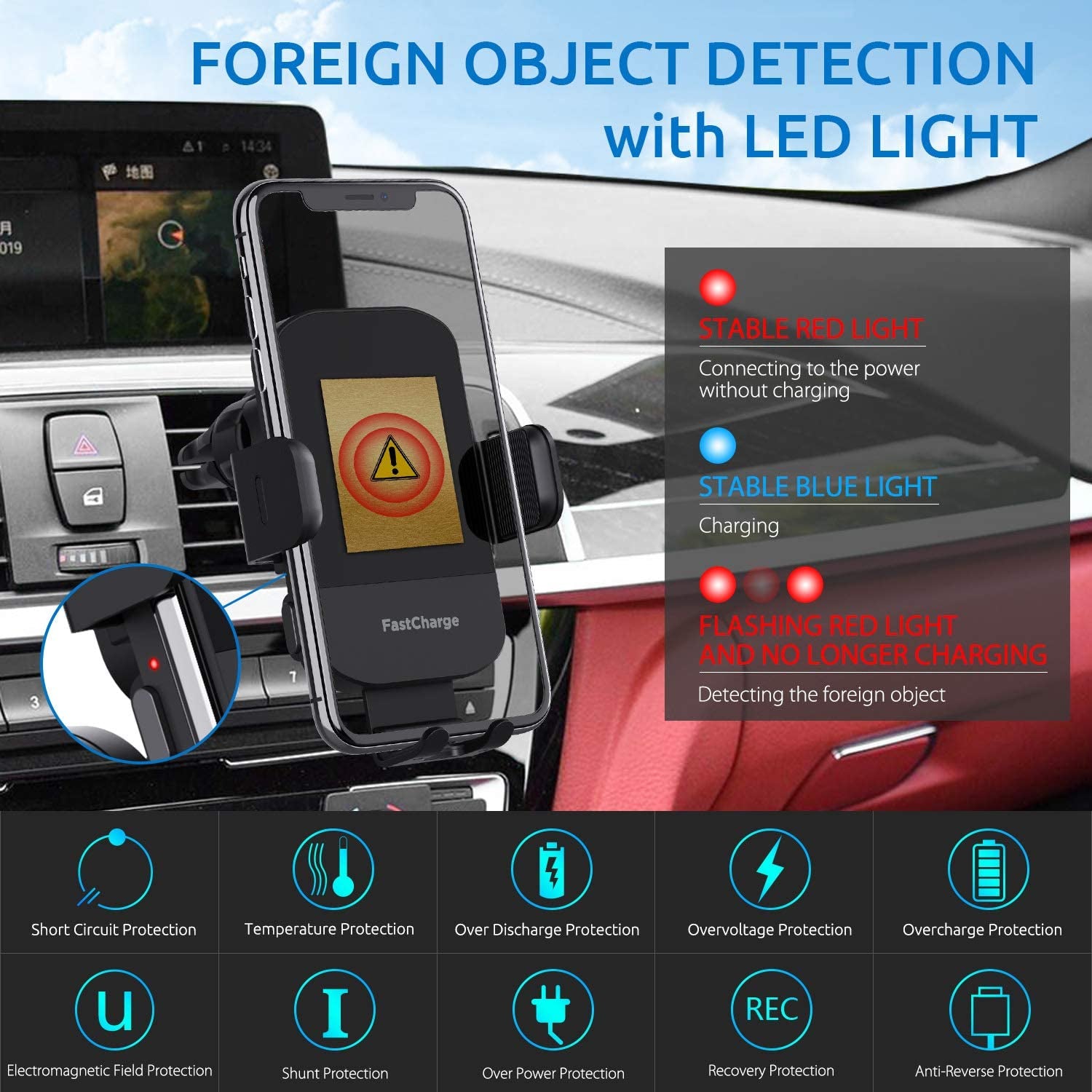 Wireless Car Charger, Chgeek 15W Fast Charging Auto Clamping Car Charger Phone Mount Phone Holder Fit for Iphone 14 13 12 11 Pro Max Xs, Samsung Galaxy S23 Ultra S22 S21 S20, S10+ S9+ Note 9, Etc  CHGeek   