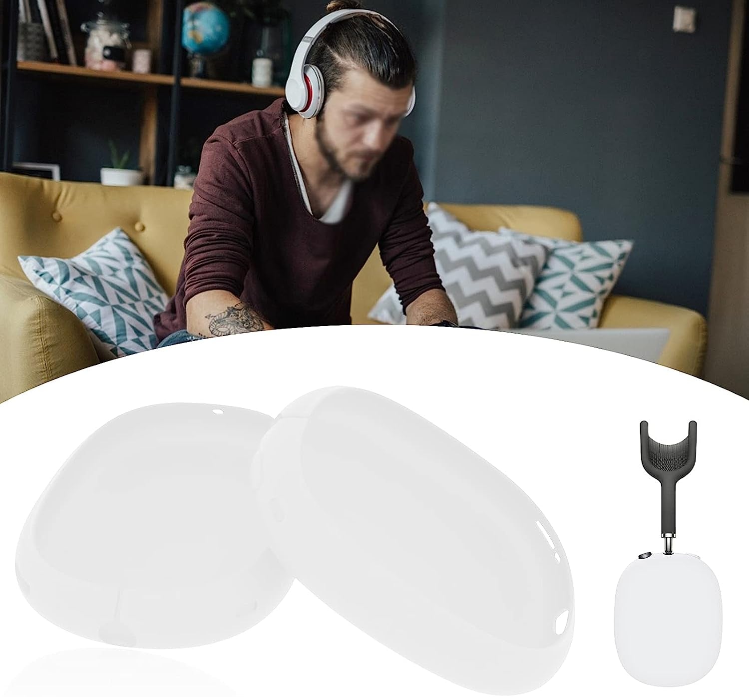 Antetek Silicone Case for Airpods Max Headphone,Soft Silicone Skin Cover Lightweight [Anti Slip] Shock-Proof Shatter-Resistant Protective Frame Full Cover Compatible for Airpods Max (White)  Antetek   