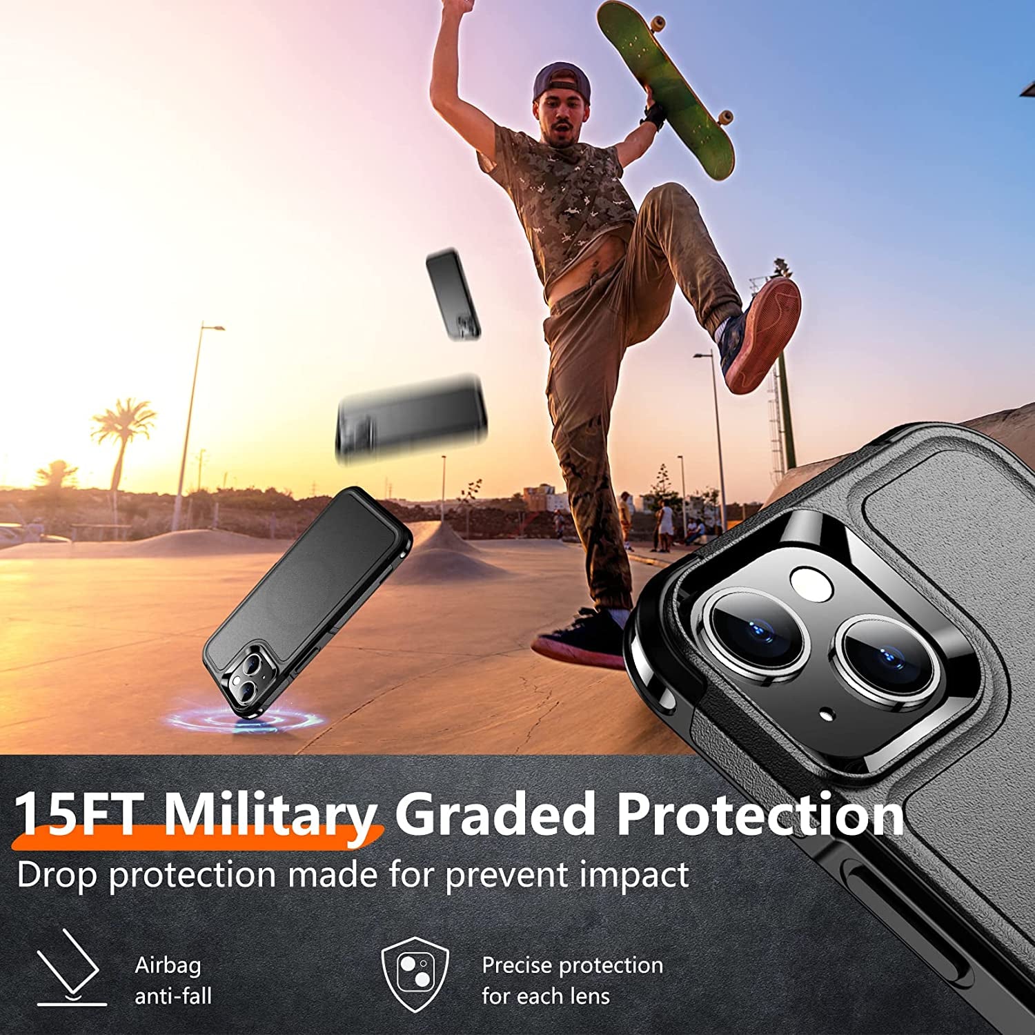 Red2Fire Magnetic for Iphone 14 plus Case [Compatible with Magsafe][Military Grade Drop Protection][Glass Screen Protector+Camera Lens Protector] Heavy Duty Shockproof Phone Case 6.7"-Black  Red2Fire   