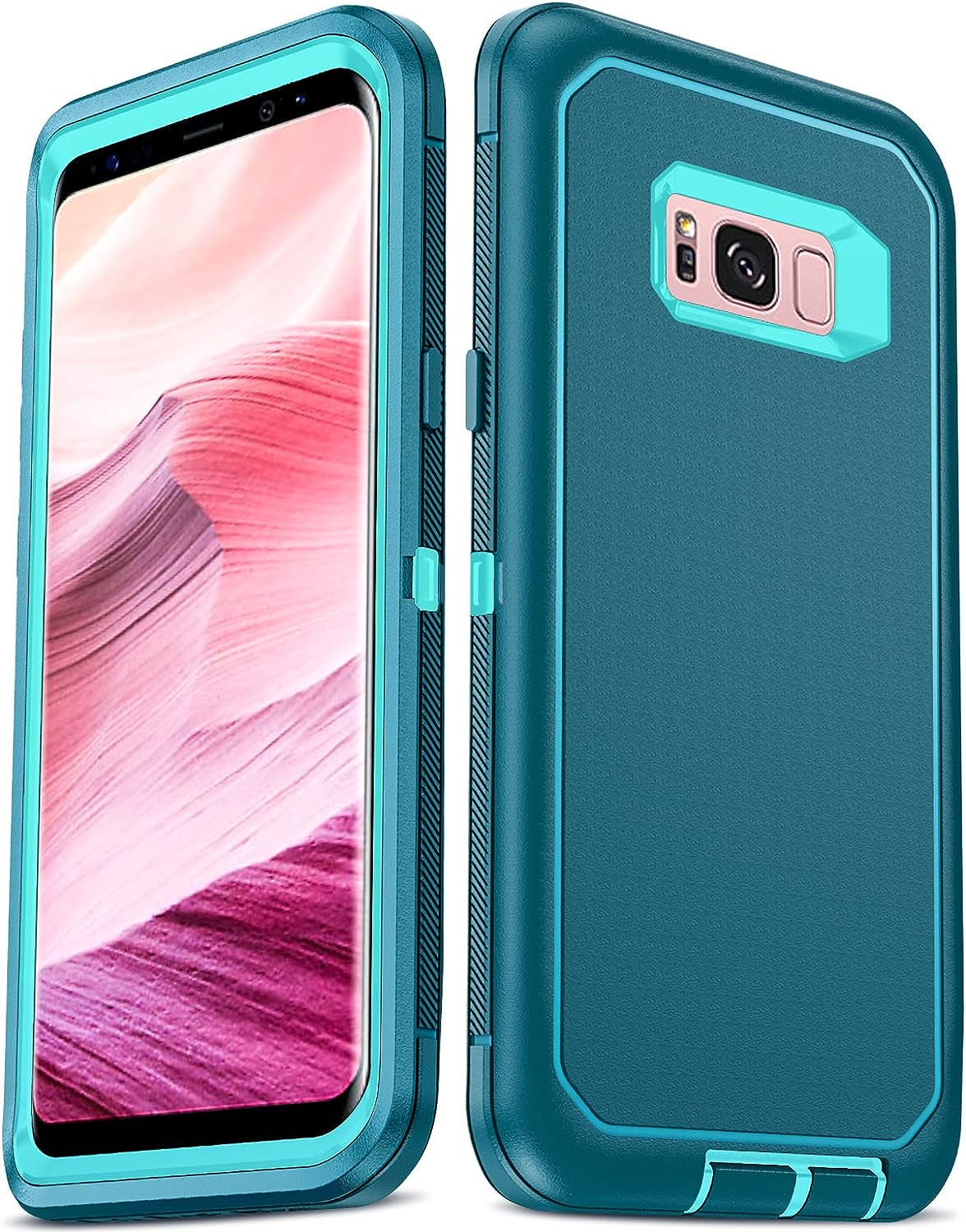 Leyi for Samsung Galaxy S8 plus Case, Upgrade 3-In-1 Full Body Shockproof Rubber Outer Cover Heavy Duty Tough Rugged Dustproof Defender Protection Case for Samsung Galaxy S8 Plus, Teal  LeYi   