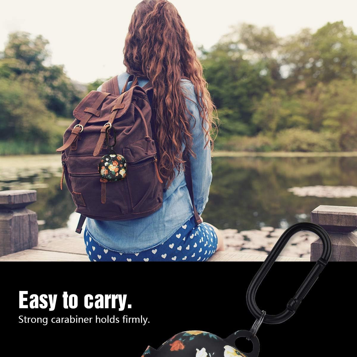 AIRSPO Floral Print Silicone Case Compatible with Samsung Galaxy Buds 2 Case (2021) / Galaxy Buds Pro Case (2021) / Galaxy Buds Live Case (2020) (Black Rose)  AIRSPO   