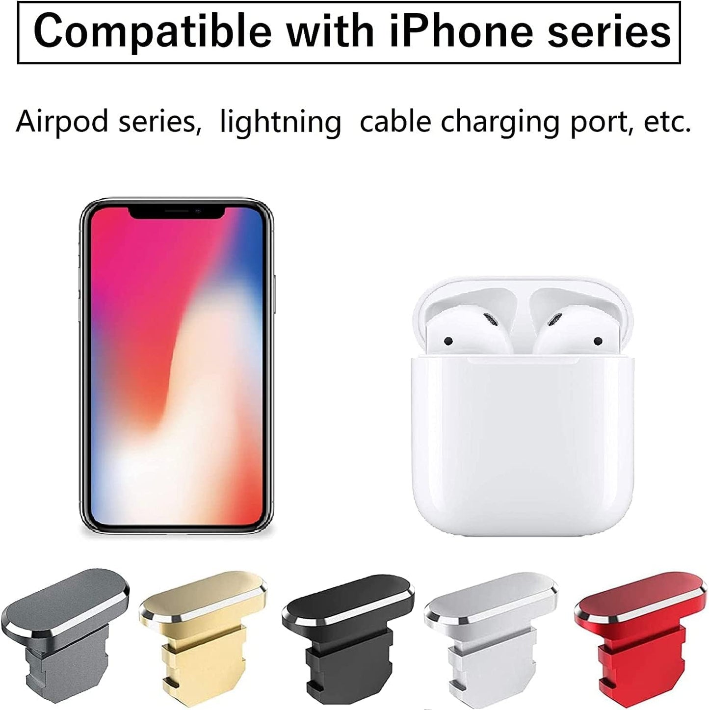 Anti Dust Plugs, Charging Dust Cover Iphone Dust Plug Charging Port Covers Compatible with for Iphone 12, Pro, Max, X, XS, XR, 11, 8, 7, 6 plus for Ipad Mini Air  EGEN   