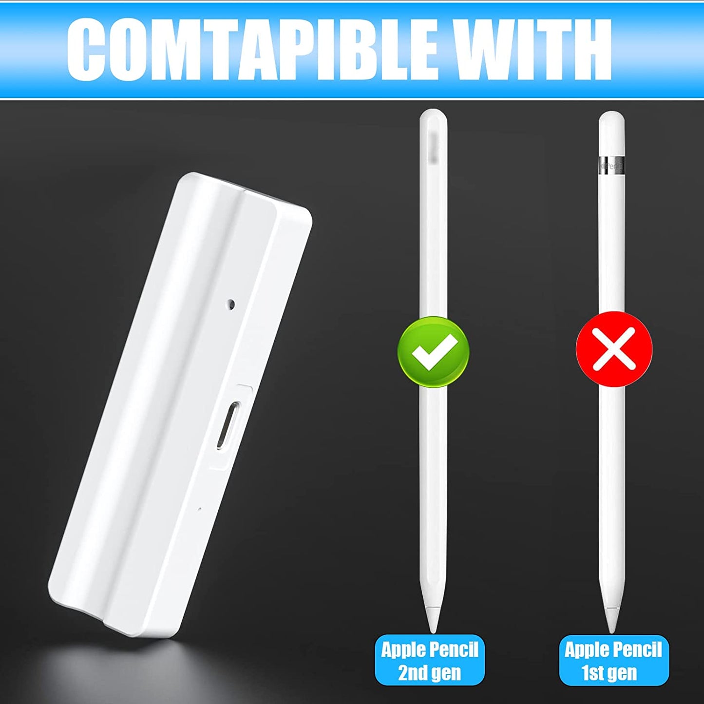 Magnetic Wireless Charger Dock with USB Cable Compatible with Apple Pencil 2Nd Generation, Convenient Ipencil Charging Stand Fits for Ipad Pen Gen 2,Save Your Ipad Battery Power  REEYEAR   