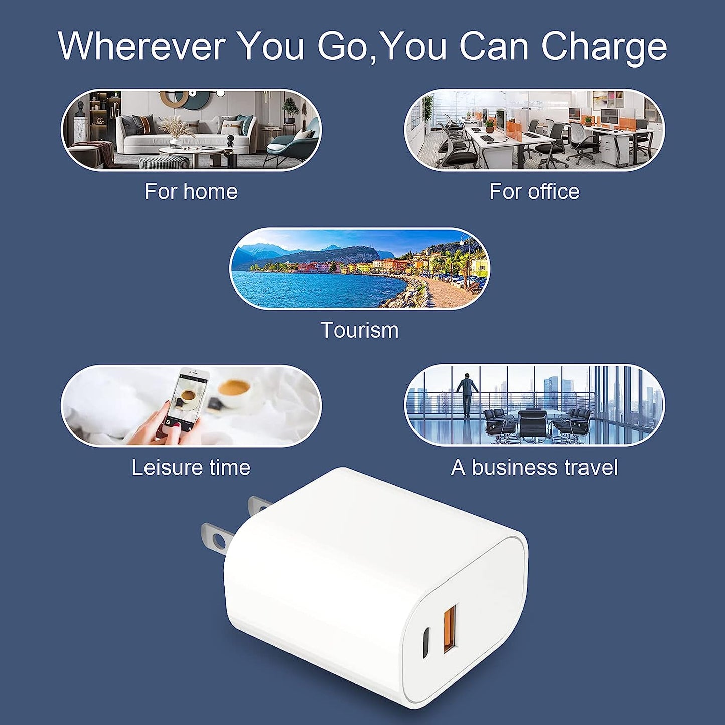 [Apple Mfi Certified] Iphone Fast Charger,2Pack 20W Dual Port PD3.0 USB-C + USB-A Power Delivery Wall Charger Block Plug for Iphone 14/13/13Pro Max/12 Mini/12 Pro Max/11/Xs/Xr/X/8,Ipad,Airpods Pro Max  Shenzhen Xihuida Electronics Co., Ltd   