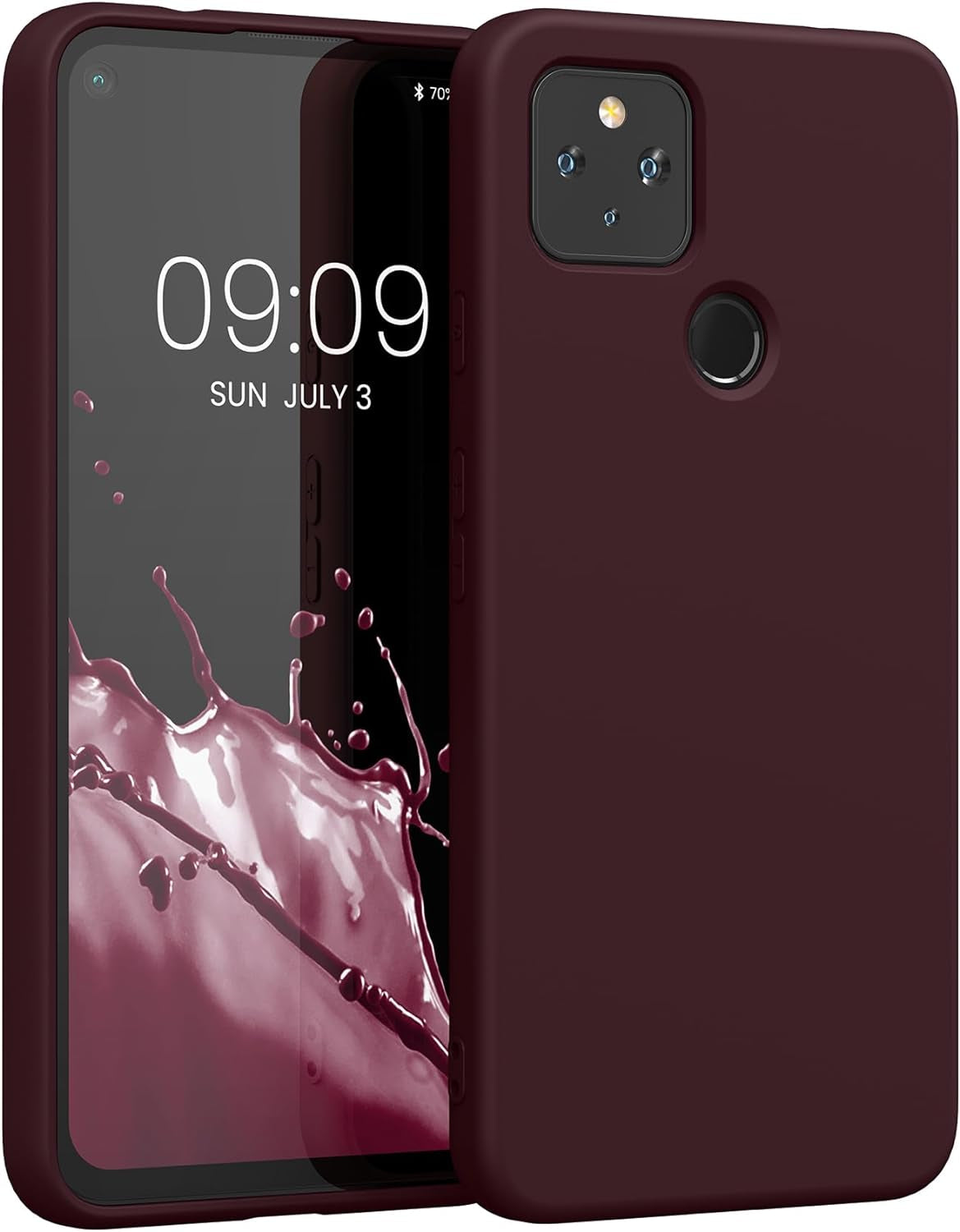 Kwmobile Case Compatible with Google Pixel 4A 5G Case - Slim Protective TPU Silicone Phone Cover - Black Matte  KW-Commerce Bordeaux Violet  
