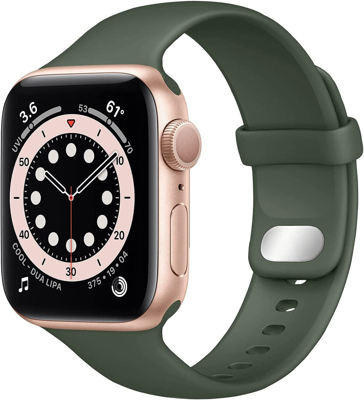 NUKELOLO Sport Band Compatible with Apple Watch Bands 38Mm 41Mm 40Mm 45Mm 44Mm 42Mm, Soft Silicone Replacement Strap Compatible for Iwatch Series SE 7 6 5 4 3 2 1 Women Men  NUKELOLO Cyprus-Green 42mm/44mm/45mm 