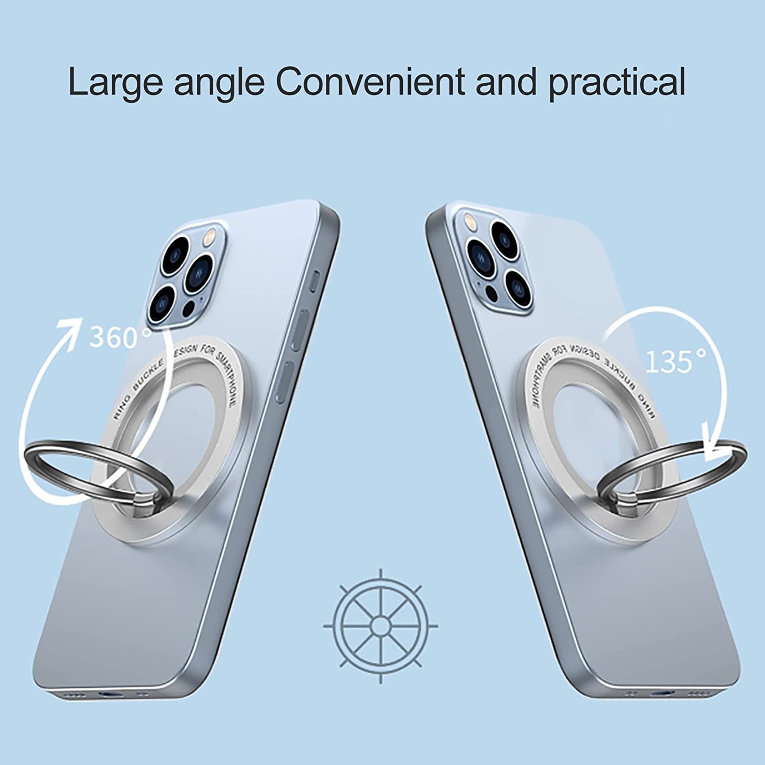 Magnetic Phone Ring Holder，Popsocket Magnetic Phone Grip for Iphone 14 13 12 Adjustable Kickstand,Magnetic Finger Phone Ring Stand Holder Silver  ideapro   