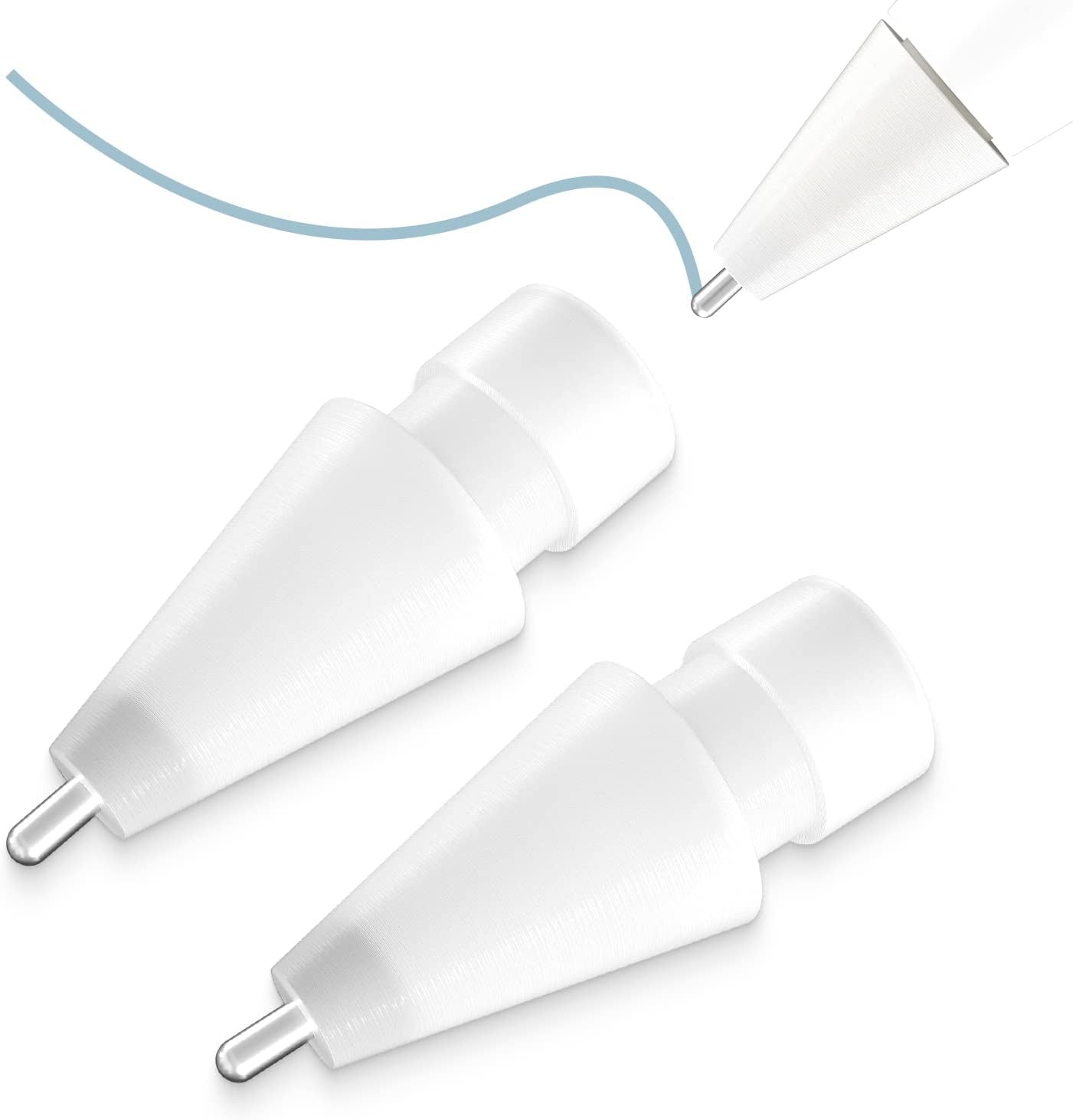 Wear Out Resistance Paper-Feel Writing Soft Pencil Tips Compatible with Apple Pencil Gen 1St,2Nd, Noiseless Pencil Nibs Fits for Apple Ipad Pro Pen, Upgraded Full Clear, 2 Pack  BPOPO Clear White 0.03 Inch 