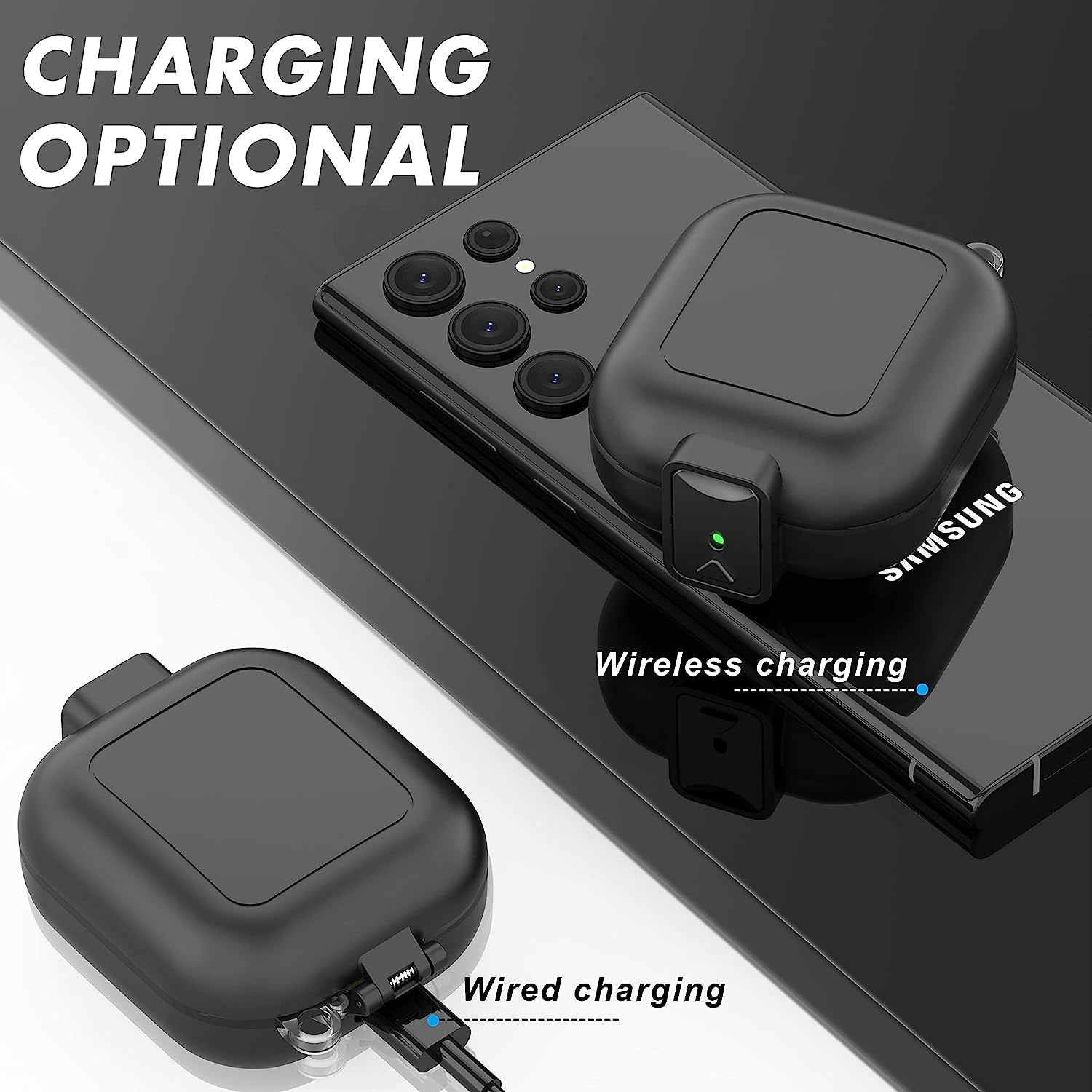 (With Secure Lock) IPX68 Waterproof Case for Samsung Galaxy Buds2 Pro Case (2022)/ Galaxy Buds Pro Case(2021)/ Galaxy Buds 2 Case (2021)/ Galaxy Buds Live Case (2020) Hard PC Protective Case (Black)  Galafoki   