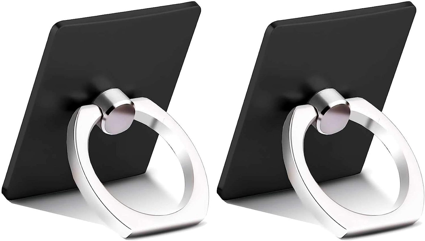 Finger Ring Stand, 360 Rotary Cell Phone Holder Finger Loop Grip Mount Universal Smartphone Kickstand,Ieugen Compatible with Iphone 14/Iphone 13/Galaxy S23/Galaxy S22/Galaxy  iEugen black 2pack  