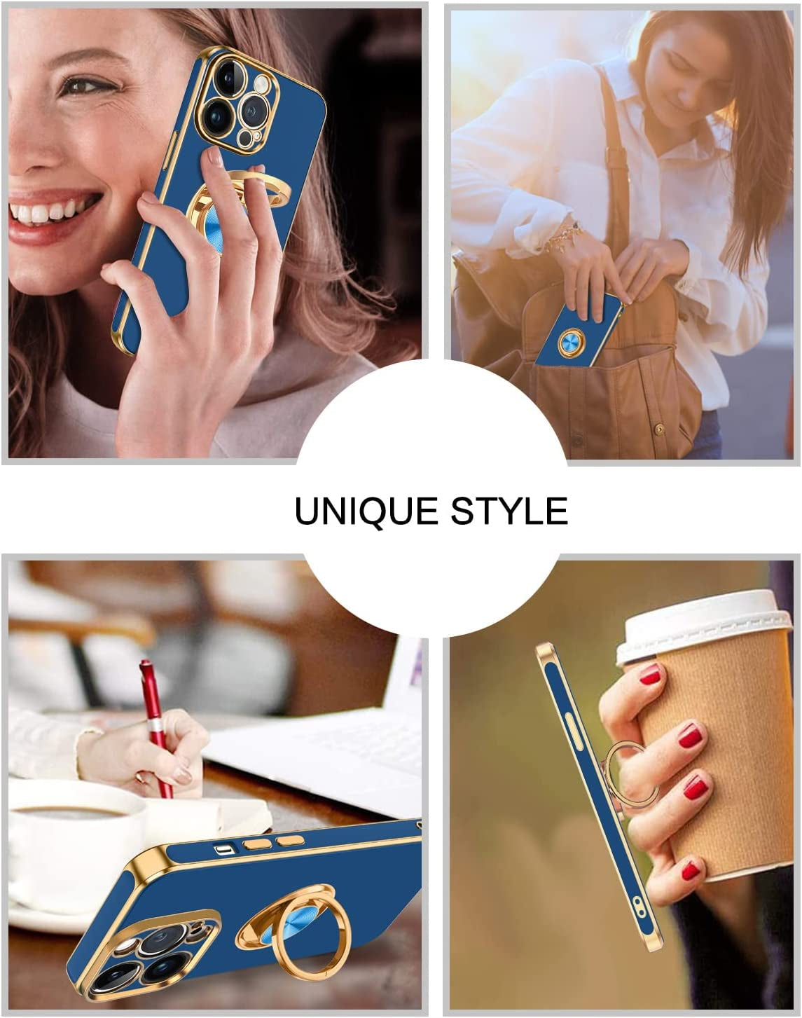 BENTOBEN Iphone 14 Pro Max Case, Slim Lightweight 360° Ring Holder Kickstand Support Car Mount Shockproof Women Men Non-Slip Protective Case for Iphone 14 Pro Max 6.7", Blue  BENTOBEN   