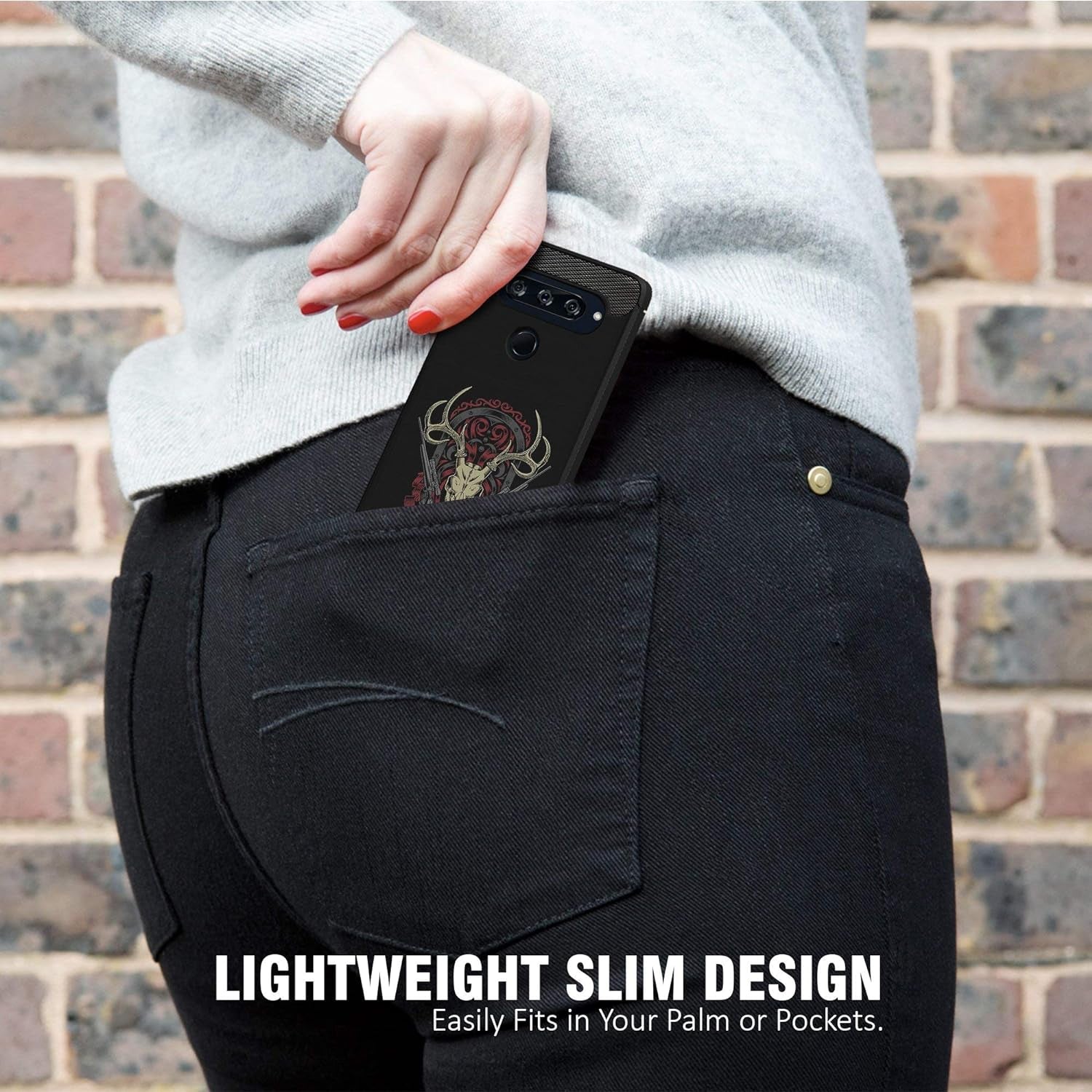 Casesondeck Case Compatible with LG G8 Thinq/Lg G8 -Flexible and Durable Shock Absorption with Carbon Fiber Accents and Designs (Deer Skull)  CasesonDeck   