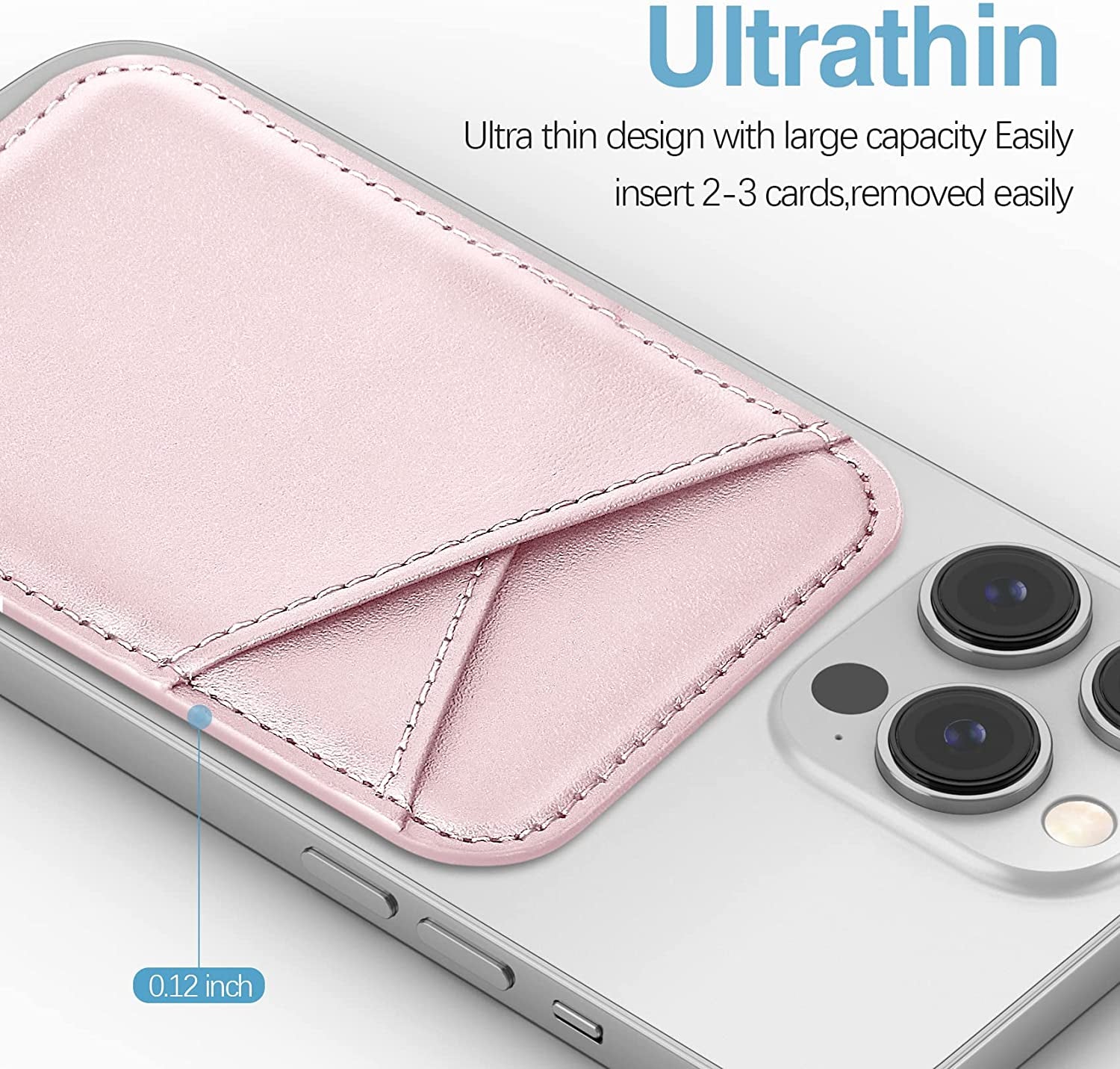 Miroddi Magnetic Card Wallet Holder with Magsafe for Back of Iphone 14/13/12 Series, Magsafe Wallet, Magsafe Leather Wallet, Independent Card Slot, Invisible Ultra-Thin, 3.85"X2.67"X0.12", [Pink]  Miroddi   