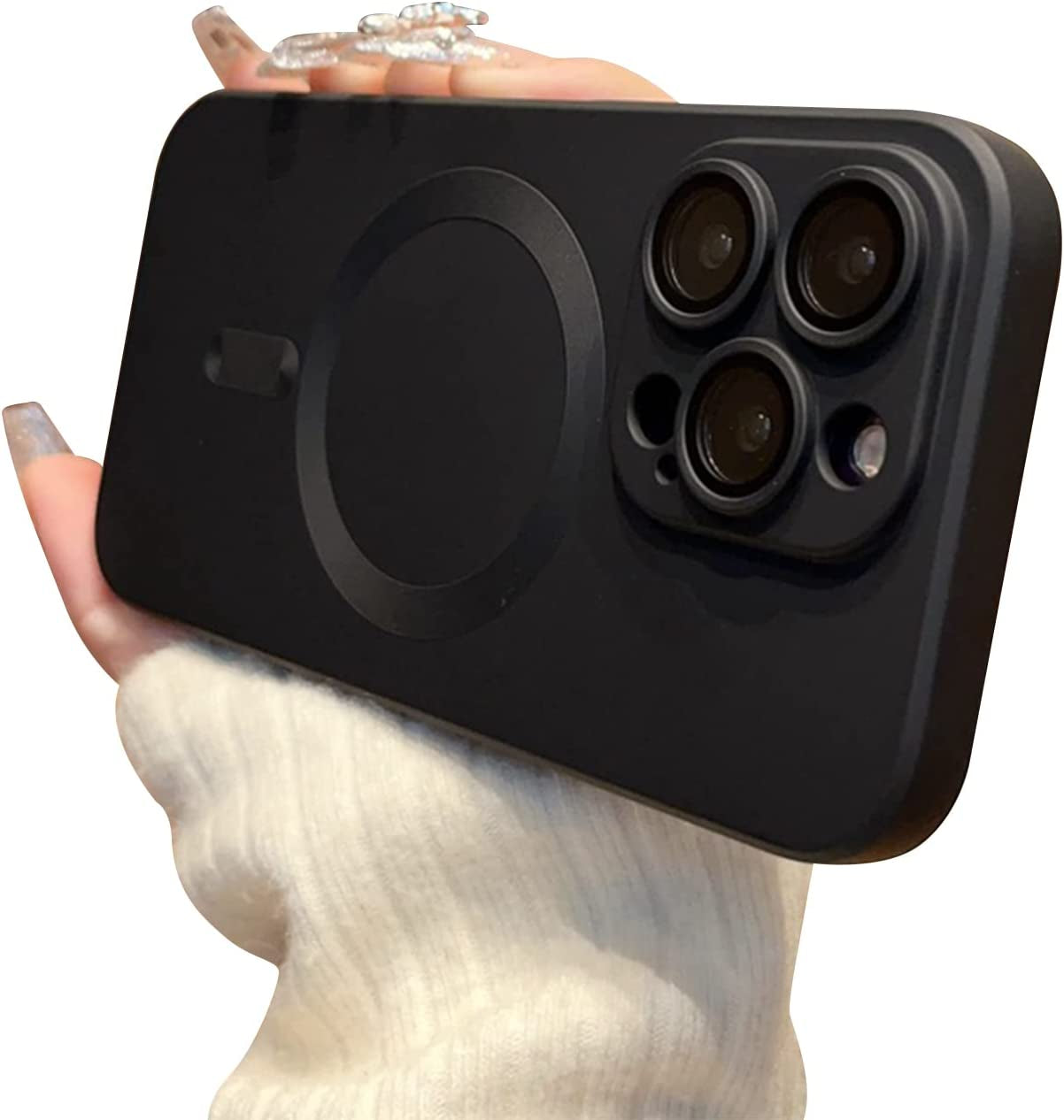 Fycyko Phone Case for Iphone 14 Pro Max Magnetic Case [Adaptation with Magsafe] Slim Cute Luxury Soft Silicone Design for Iphone 14 Pro Max 6.7'' with Camera Protector-Black  Fycyko   