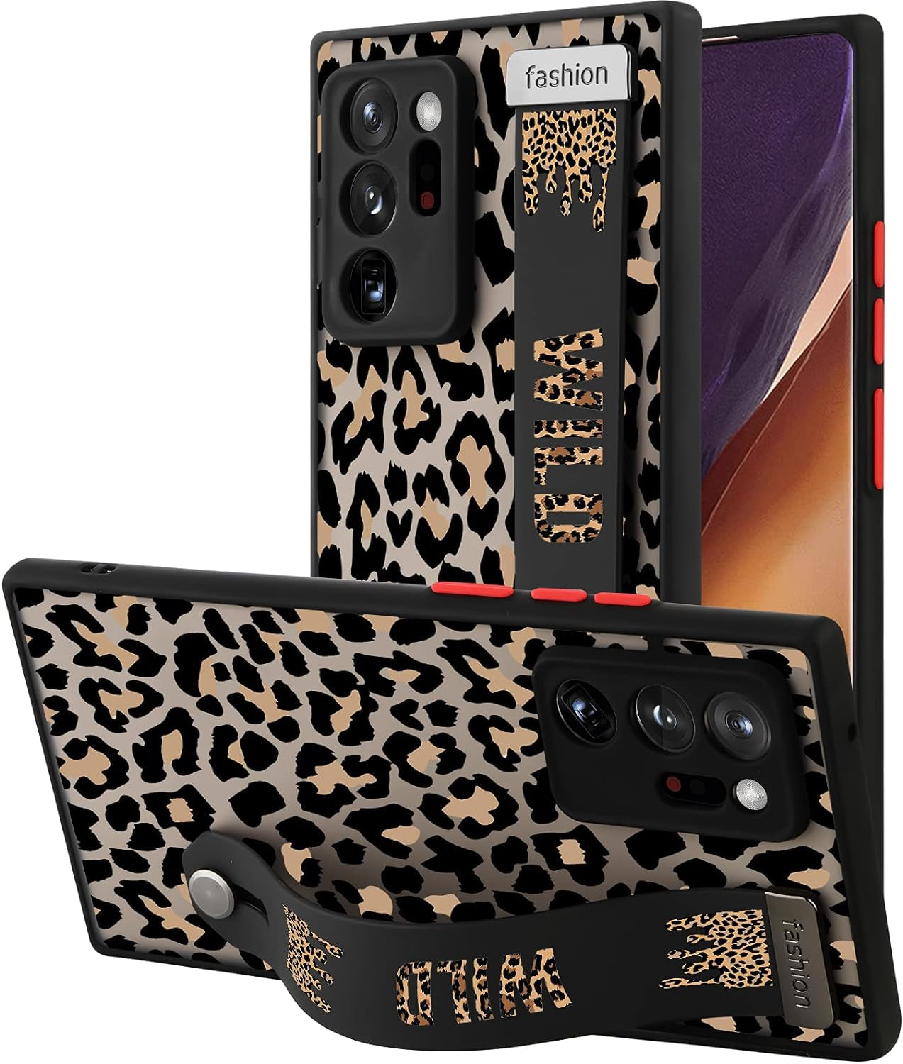 AIGOMARA Compatible Samsung Galaxy Note 20 Ultra Case with Strap Clear Case Cow Print Butterflies Shockproof Protection Soft TPU and Hard PC Back Anti-Scratch Slim Cover for Note 20 Ultra  AIGOMARA Leopard Print  