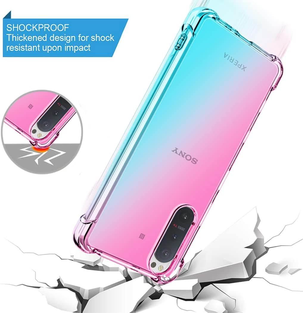 Ueokeird for Xperia 5 Ii/Xperia 5II 5G XQ-AS72 Case, Clear Cute Gradient Phone Case Slim anti Scratch Flexible TPU Cover Shockproof Protective Case for Sony Xperia 5 II (Pink/Green)  Ueokeird   