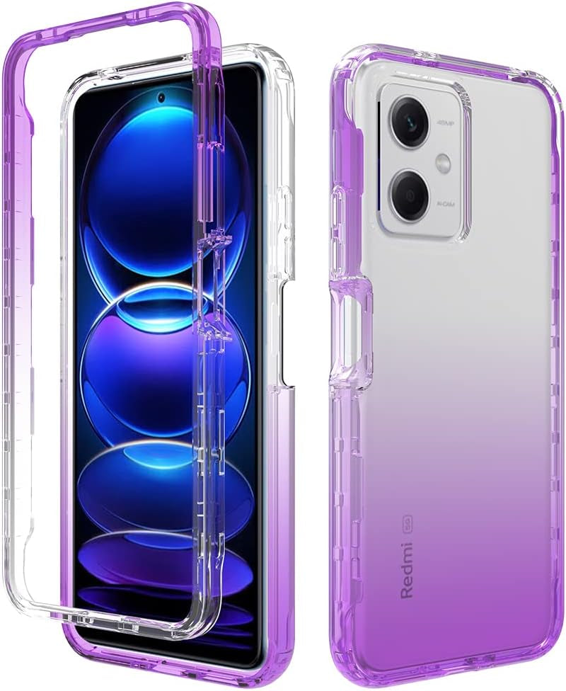 Pzwoxukhov Case for Redmi Note 12 Pro 5G Case Cover,Case for Xiaomi Poco X5 Pro High Transparency，Gradient Color,Anti-Drop Shock Absorption Case Black  Pzwoxukhov Purple Redmi Note 12 5G / Xiaomi Poco X5 