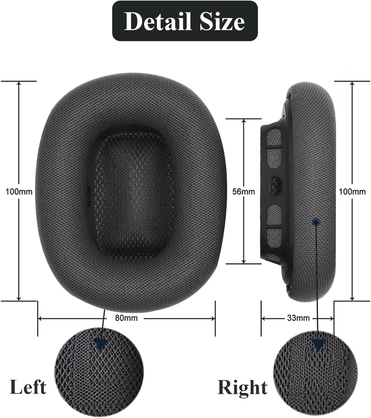 Replacement Ear Pads for Airpods Max Headphone Breathable Mesh Fabric Earpads Covers Easy to Install with Magnet Ear Pads Earmuff Repair Part(Dark Grey)  Adhiper   